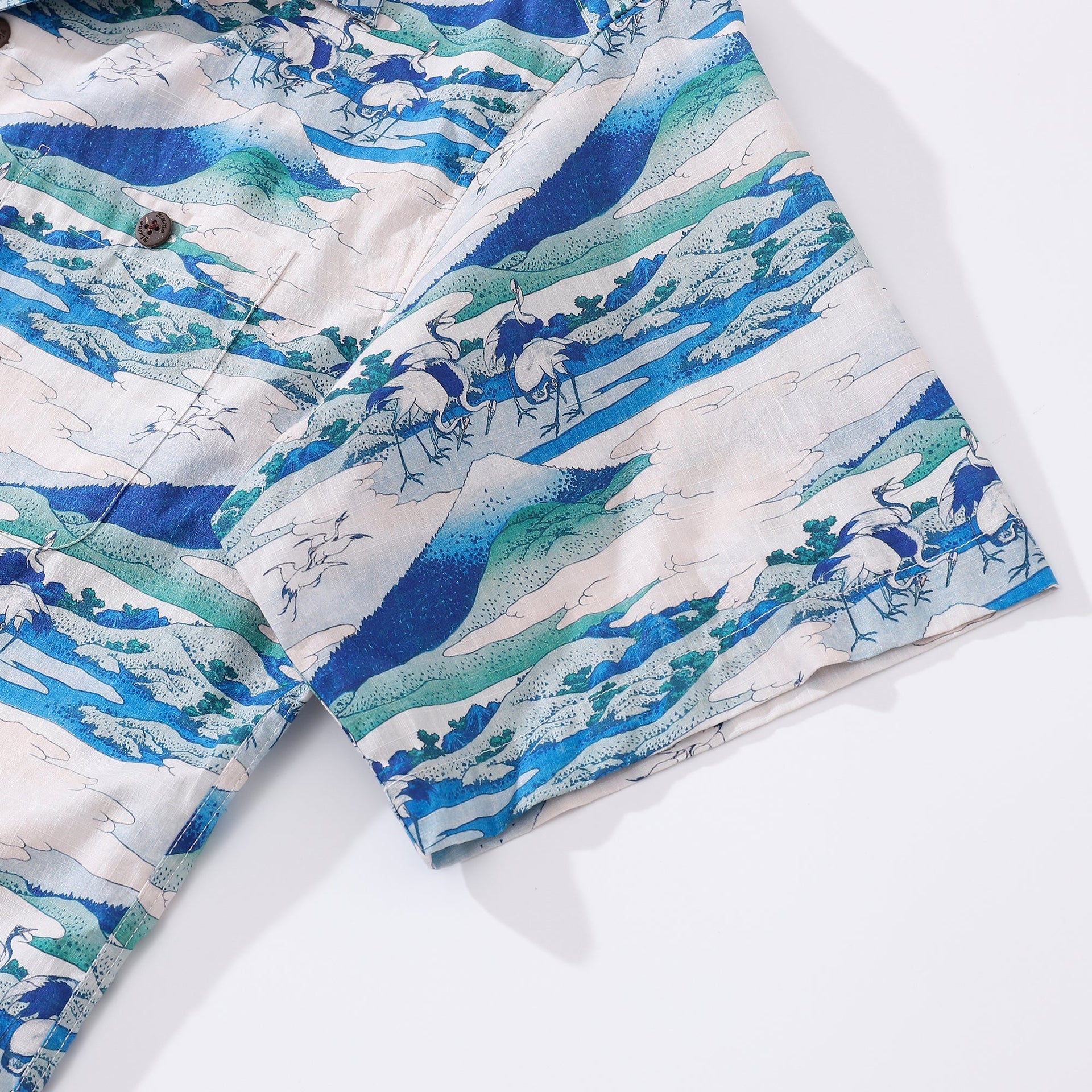 Umezawa Manor Print Men's 100% Cotton Camp Collar Aloha Shirt