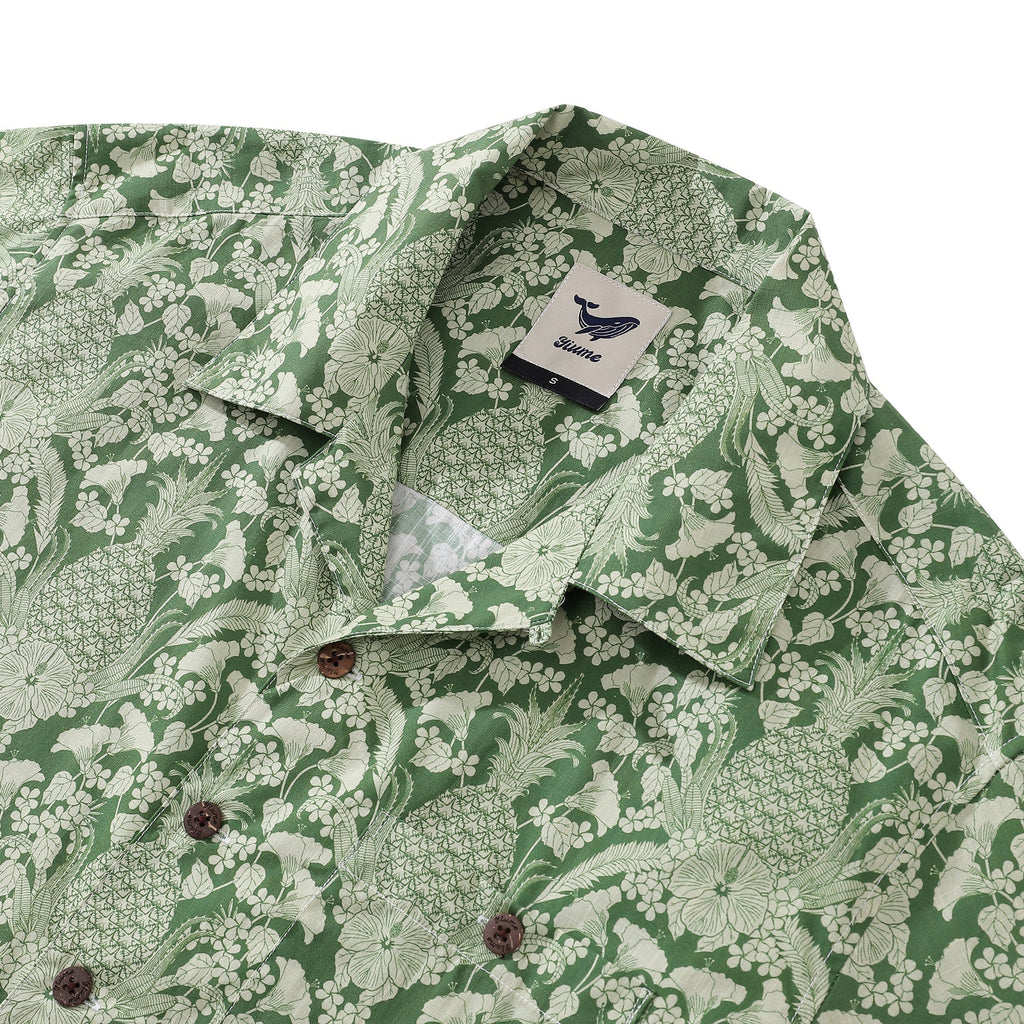 Tropical Print Men's Camp Collar Shirt 100% Cotton Aloha