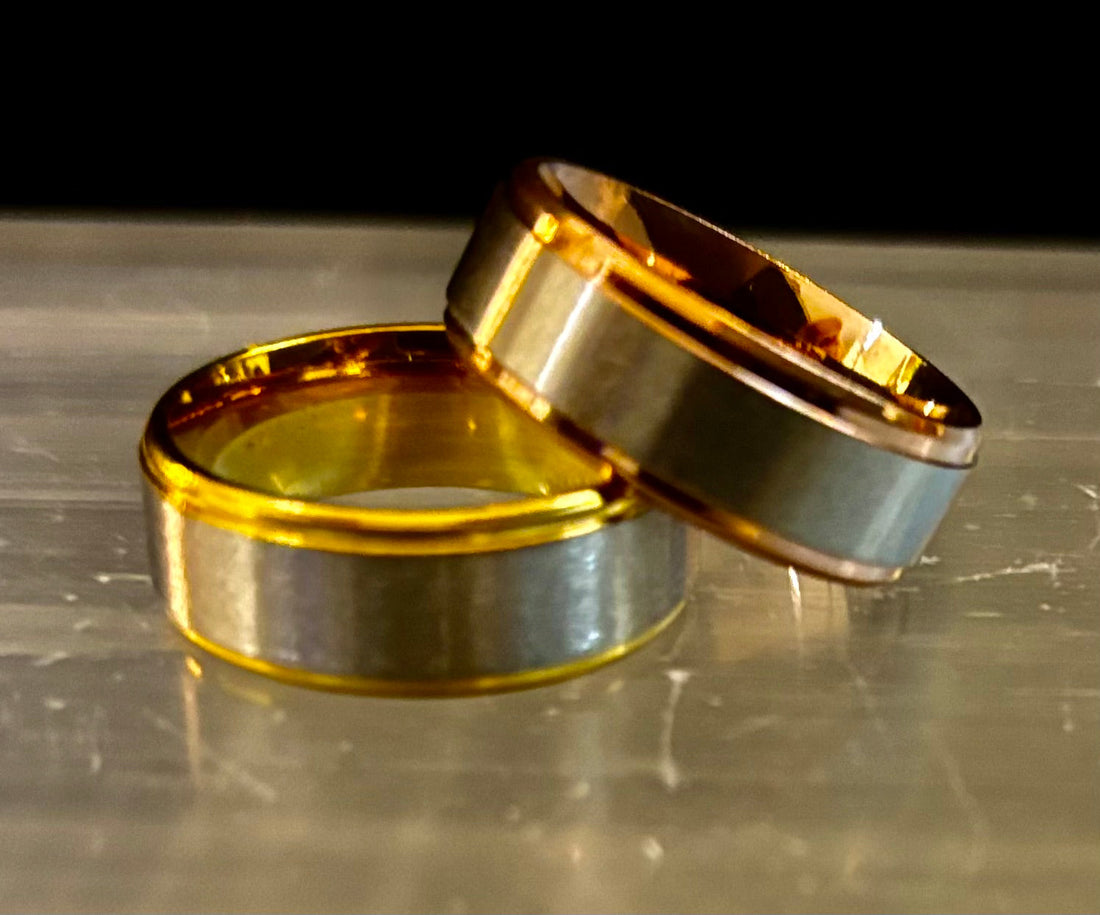 Affordable Wedding Band – Stainless Steel & Titanium Ring (Gold or Rose Gold) | Unisex, LGBTQ+ Inclusive