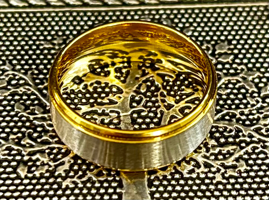 Stainless Steel & Titanium Steel Band Ring – Brushed Finish in Yellow Gold or Rose Gold Tone