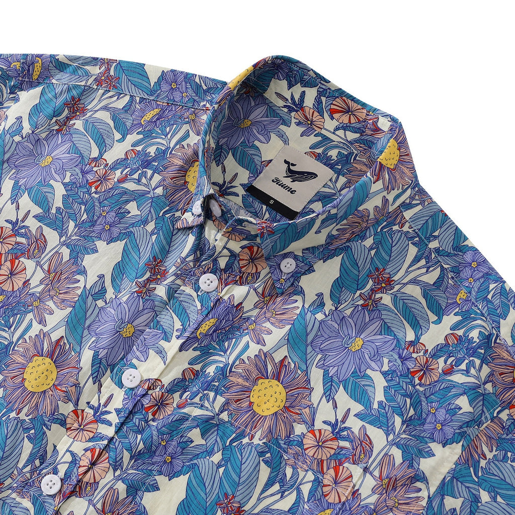 Men's Flower Sea Floral Print Casual Cotton Aloha Shirt
