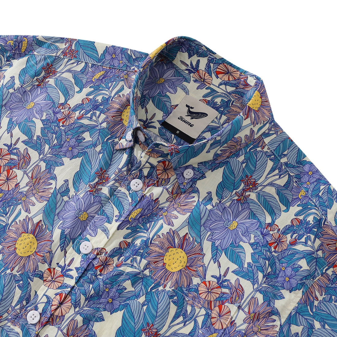 Men's Flower Sea Floral Print Casual Cotton Aloha Shirt
