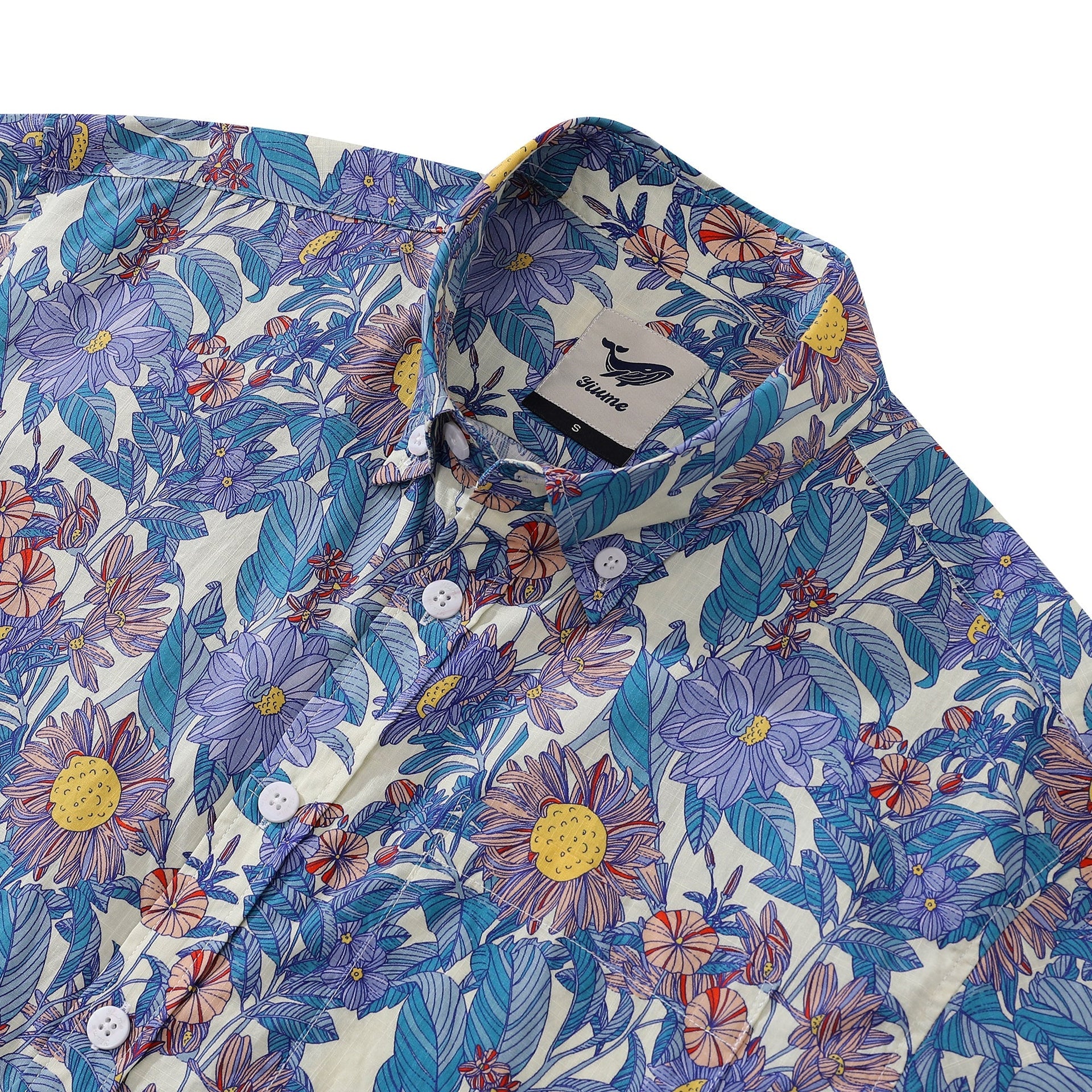 Men's Flower Sea Floral Print Casual Cotton Aloha Shirt