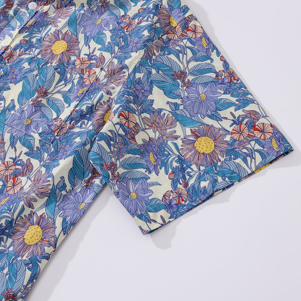 Men's Flower Sea Floral Print Casual Cotton Aloha Shirt