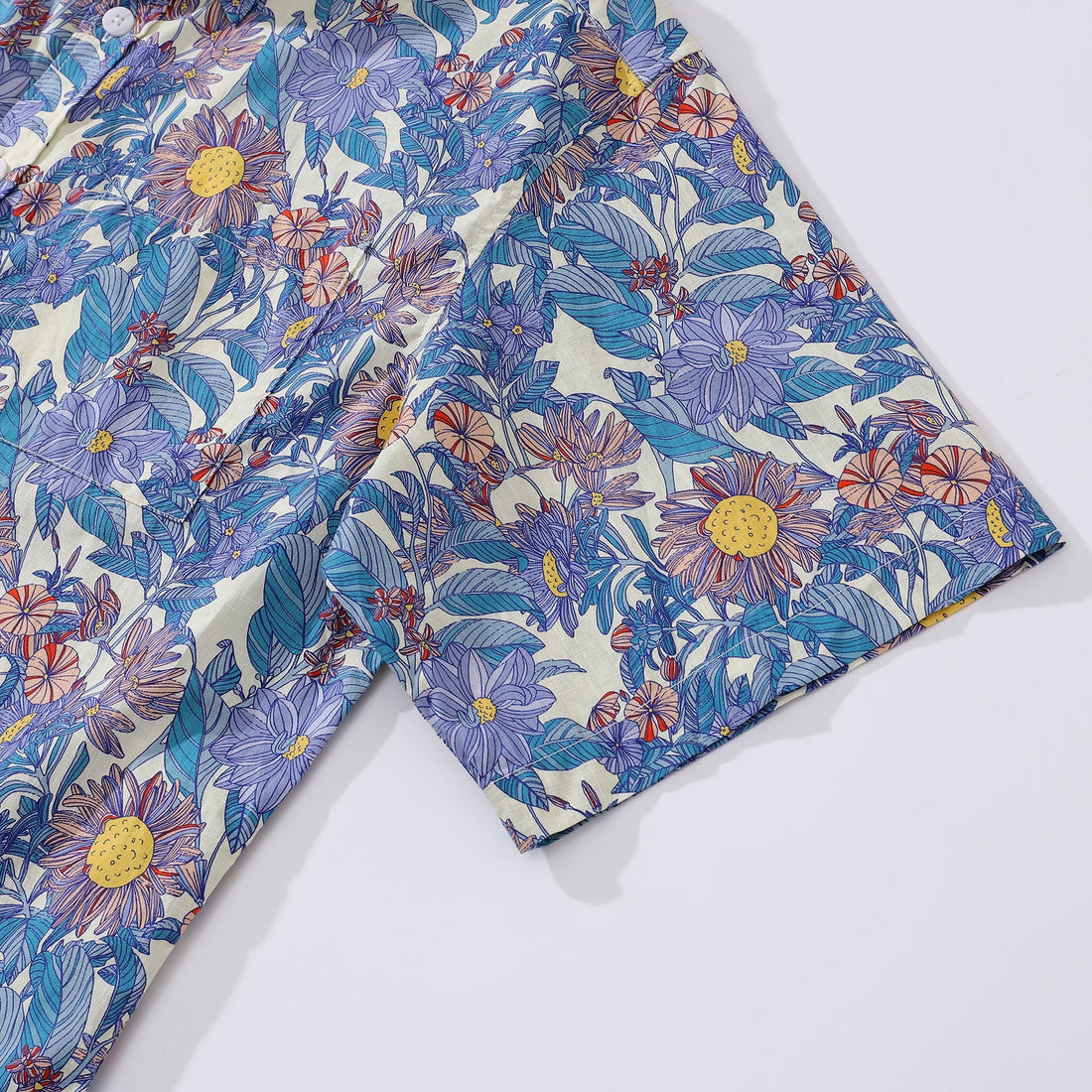 Men's Flower Sea Floral Print Casual Cotton Aloha Shirt