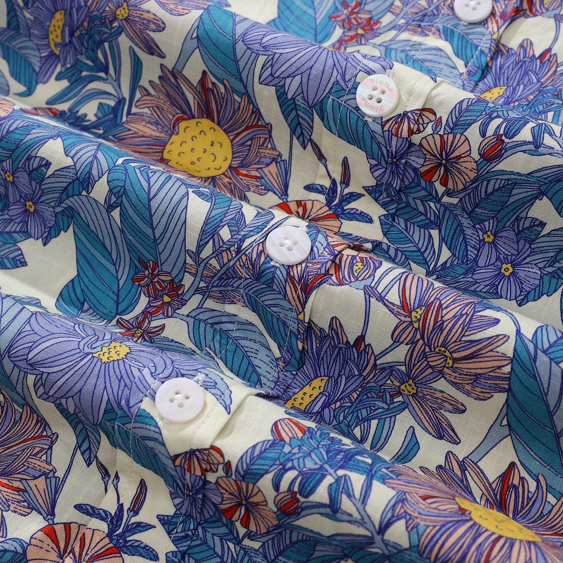 Men's Flower Sea Floral Print Casual Cotton Aloha Shirt