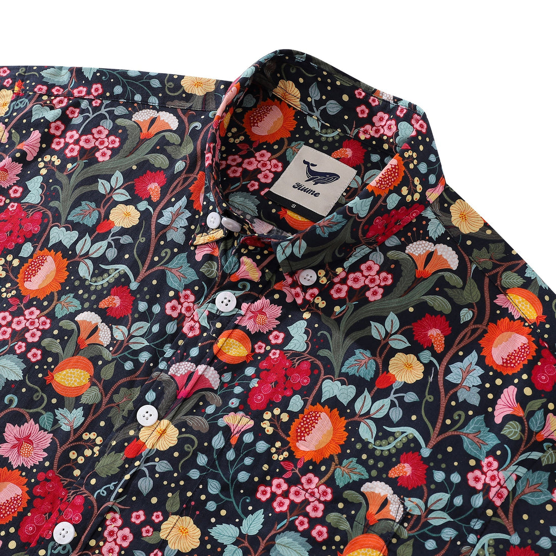 1960s Vintage Flower Garden Print Cotton Hawaiian Aloha Shirt