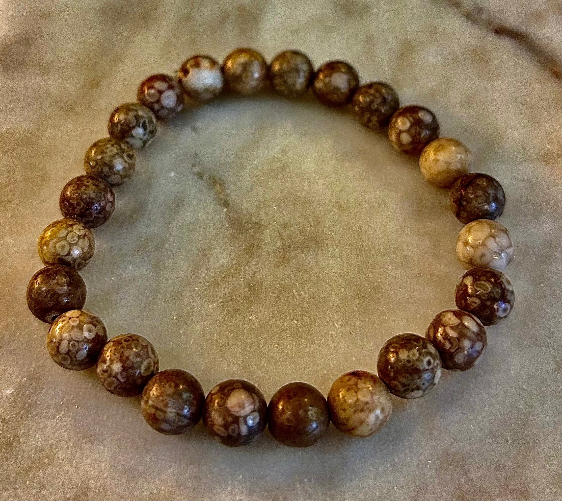 Fossil Coral Bracelet – Natural Grounding Stone for Stability & Calm