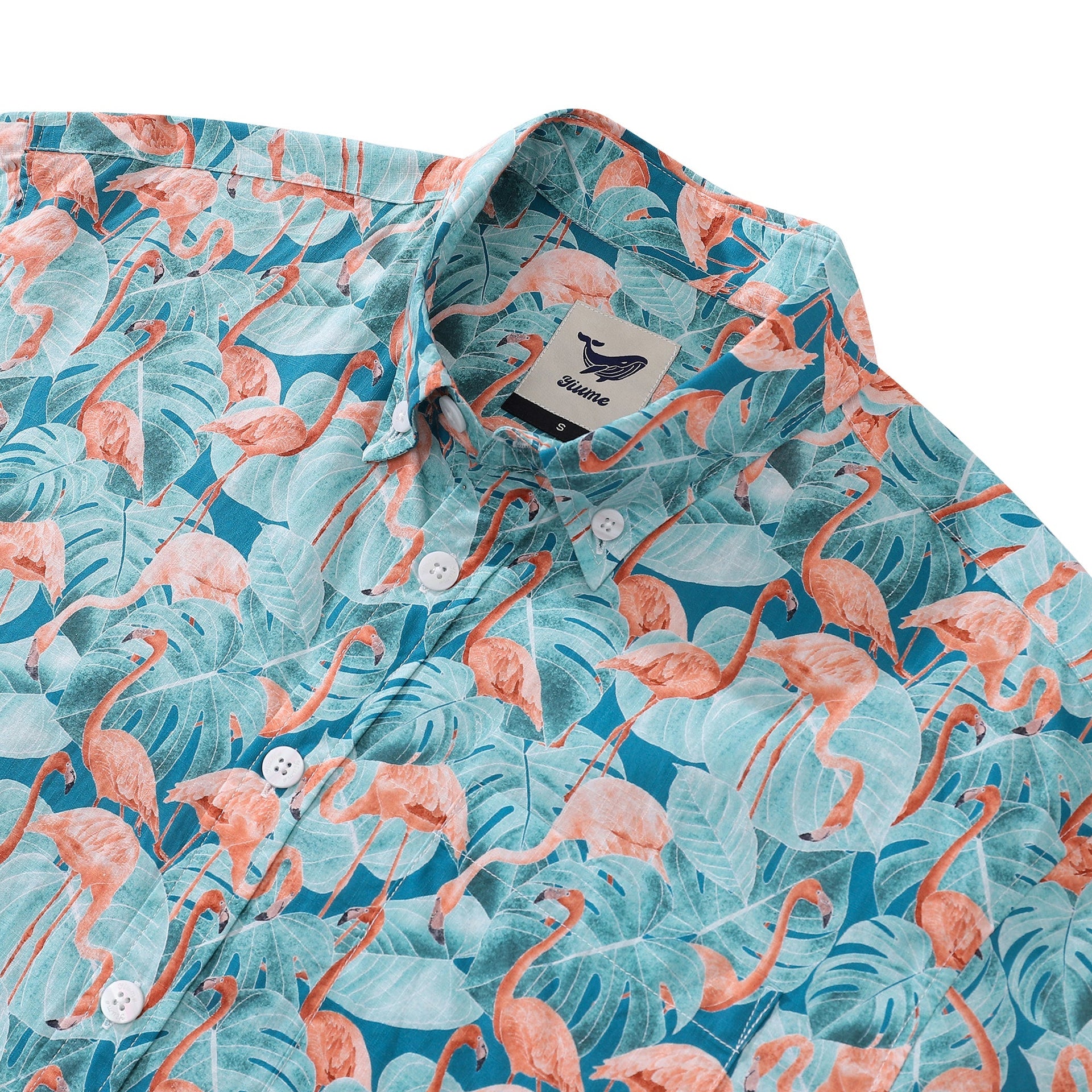 Men's Flamingo Bamboo Print Tropical Resort Hawaiian Shirt