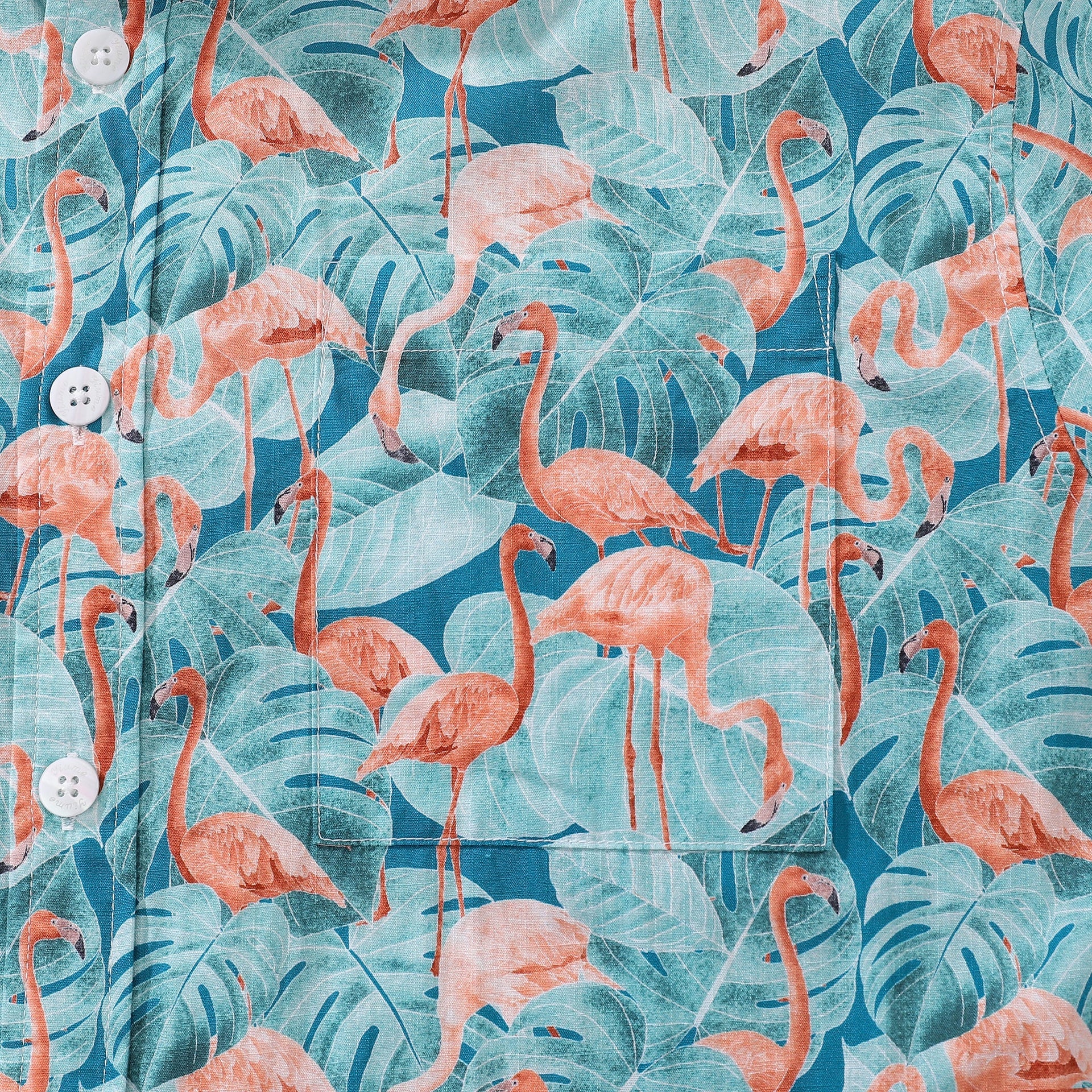 Men's Flamingo Bamboo Print Tropical Resort Hawaiian Shirt