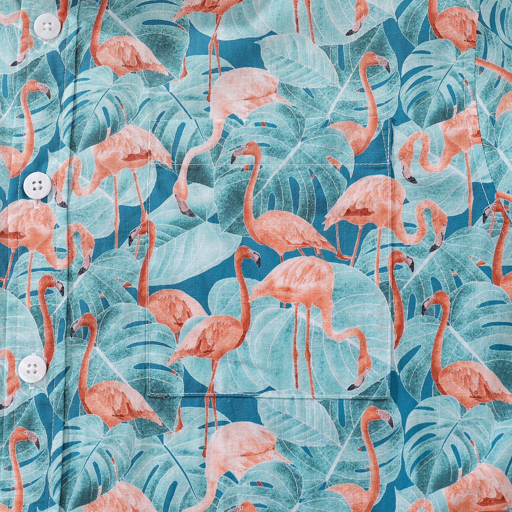 Men's Flamingo Bamboo Print Tropical Resort Hawaiian Shirt