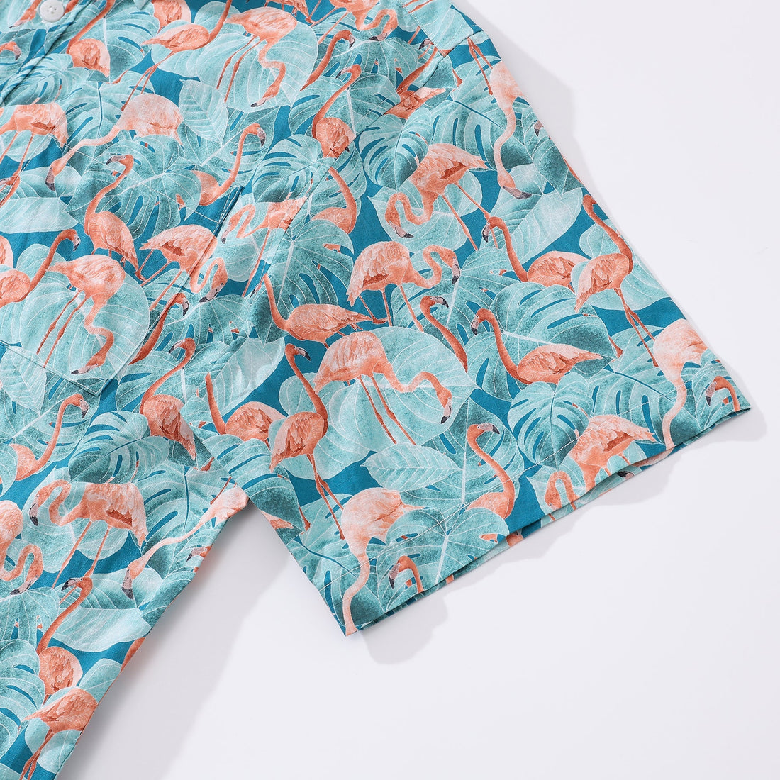 Men's Flamingo Bamboo Print Tropical Resort Hawaiian Shirt