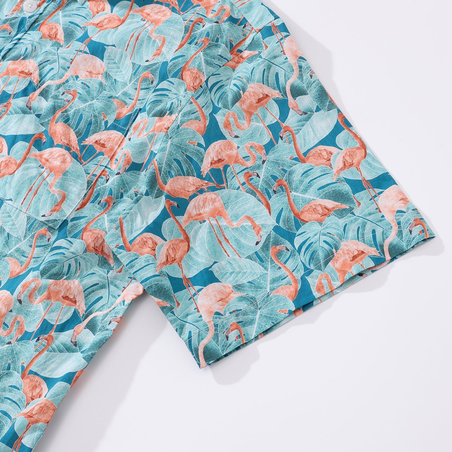 Men's Flamingo Bamboo Print Tropical Resort Hawaiian Shirt