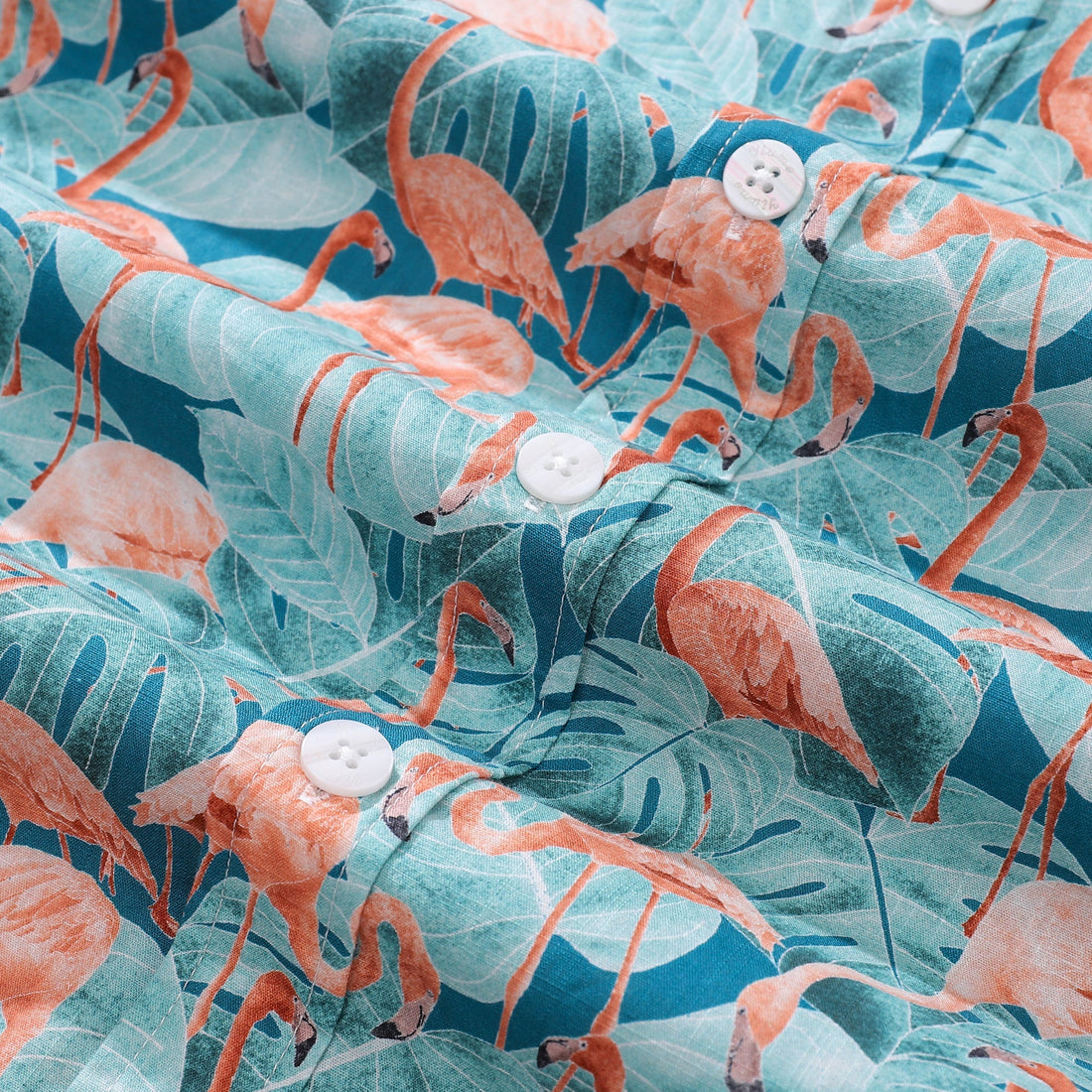 Men's Flamingo Bamboo Print Tropical Resort Hawaiian Shirt