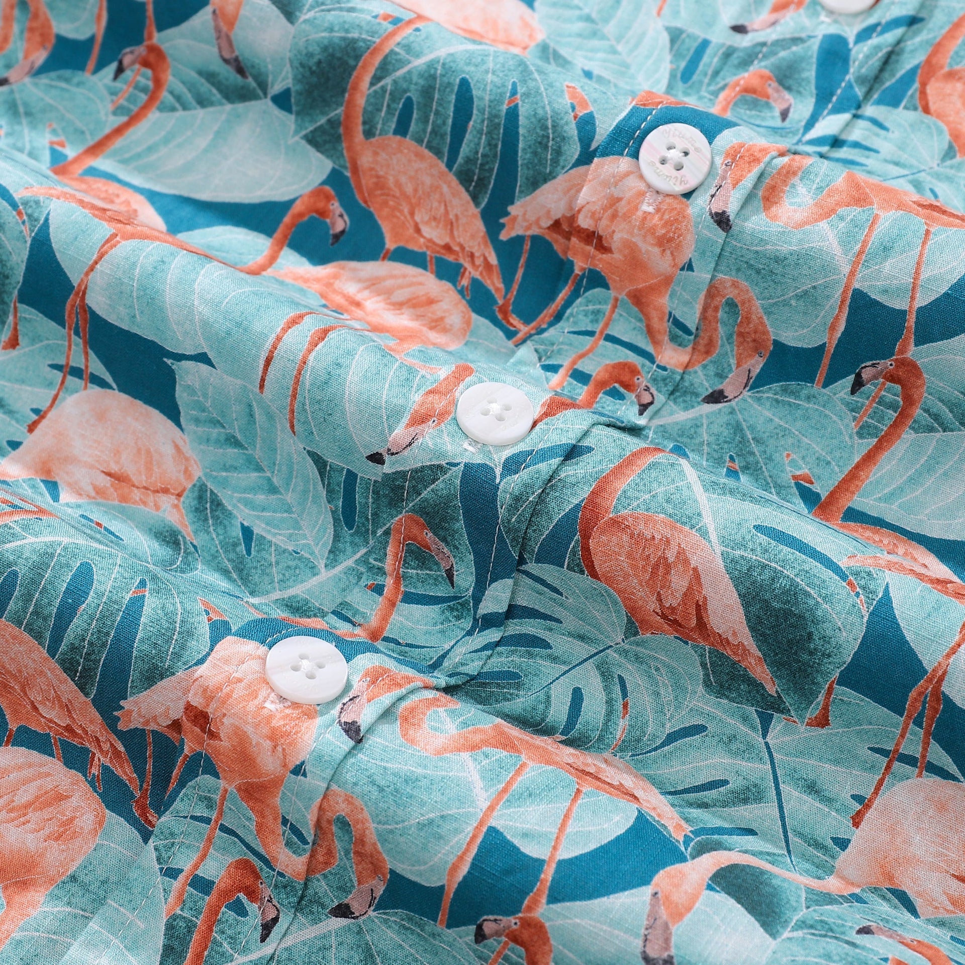 Men's Flamingo Bamboo Print Tropical Resort Hawaiian Shirt