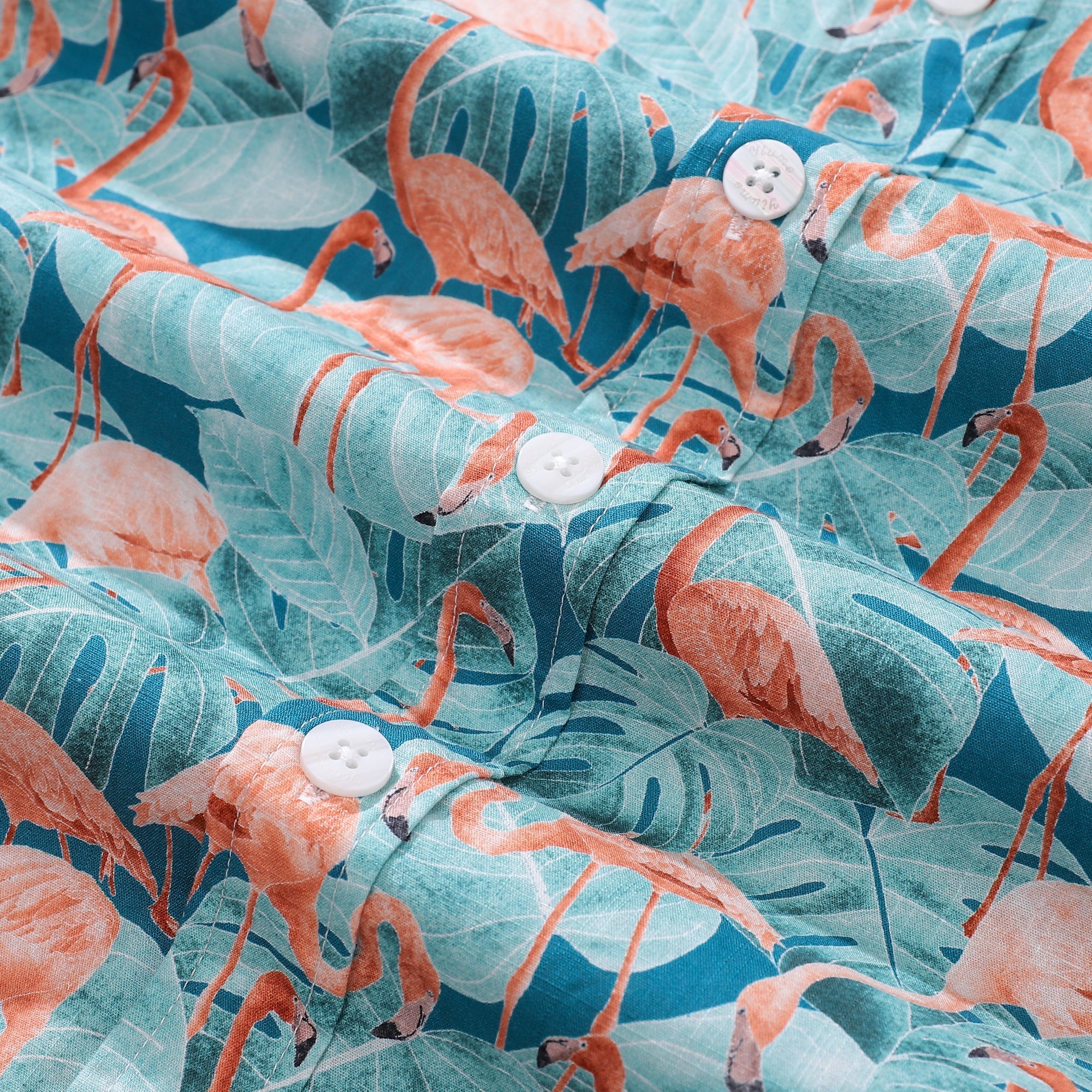 Men's Flamingo Bamboo Print Tropical Resort Hawaiian Shirt