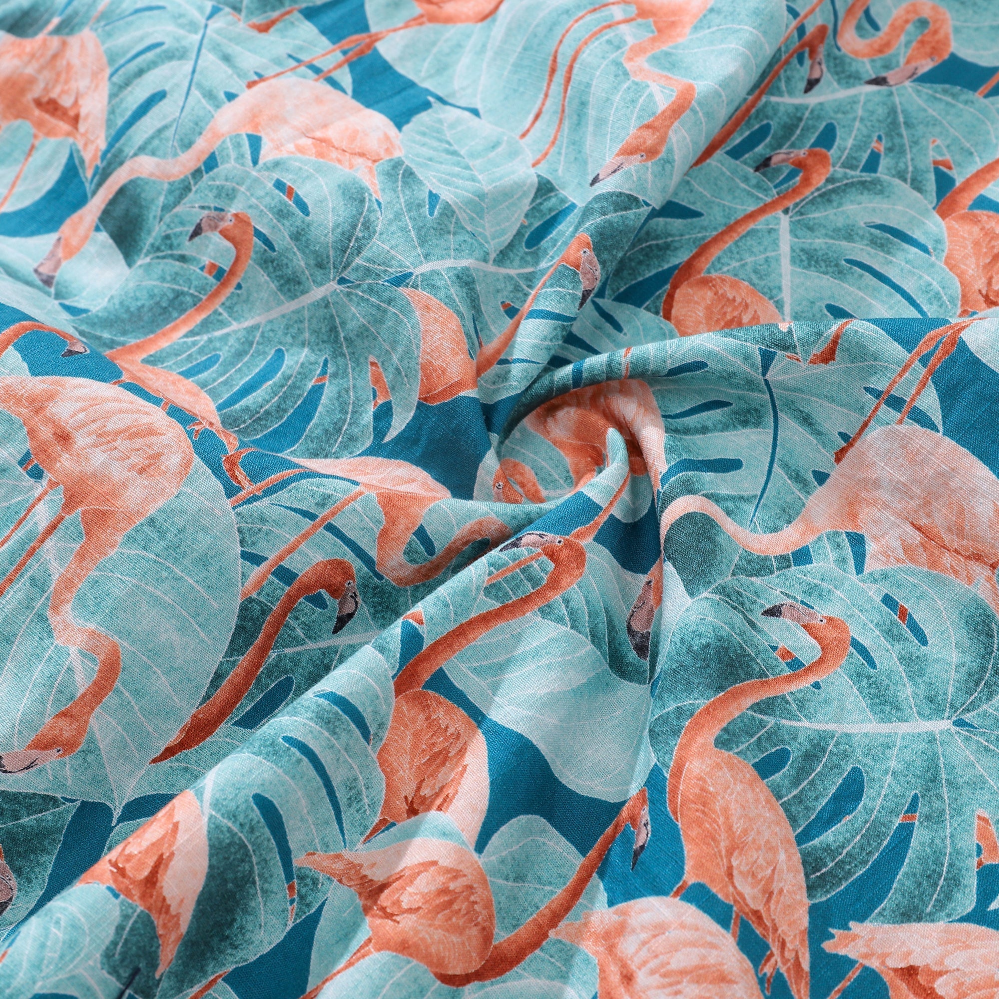Men's Flamingo Bamboo Print Tropical Resort Hawaiian Shirt