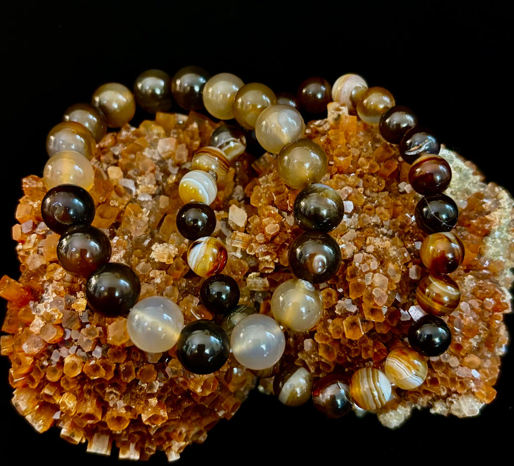 Coffee Striped Agate Energy Bracelet – Reiki Infused | 8mm or 10mm (Medium Wrists)