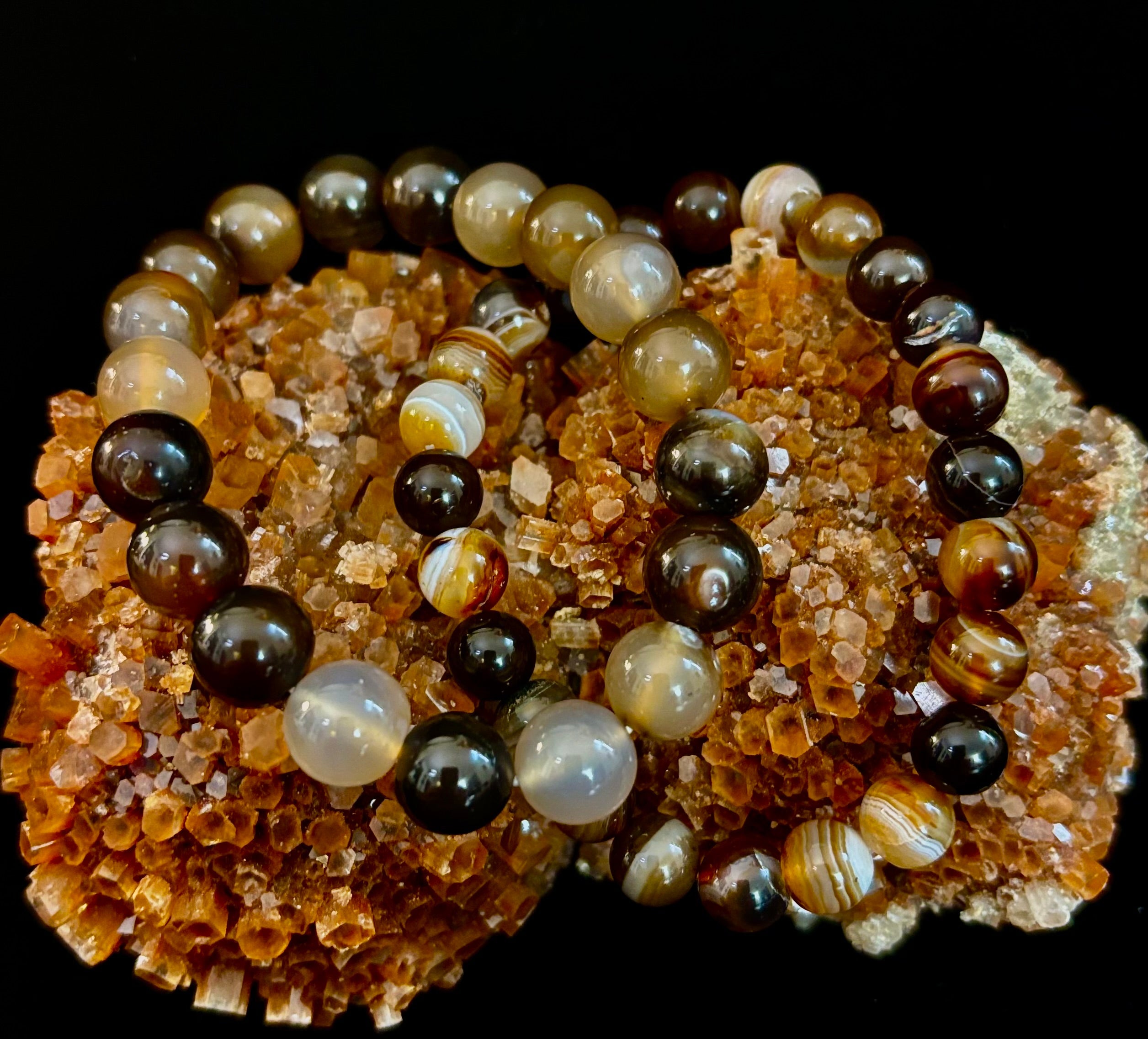 Coffee Striped Agate Energy Bracelet – Reiki Infused | 8mm or 10mm (Medium Wrists)