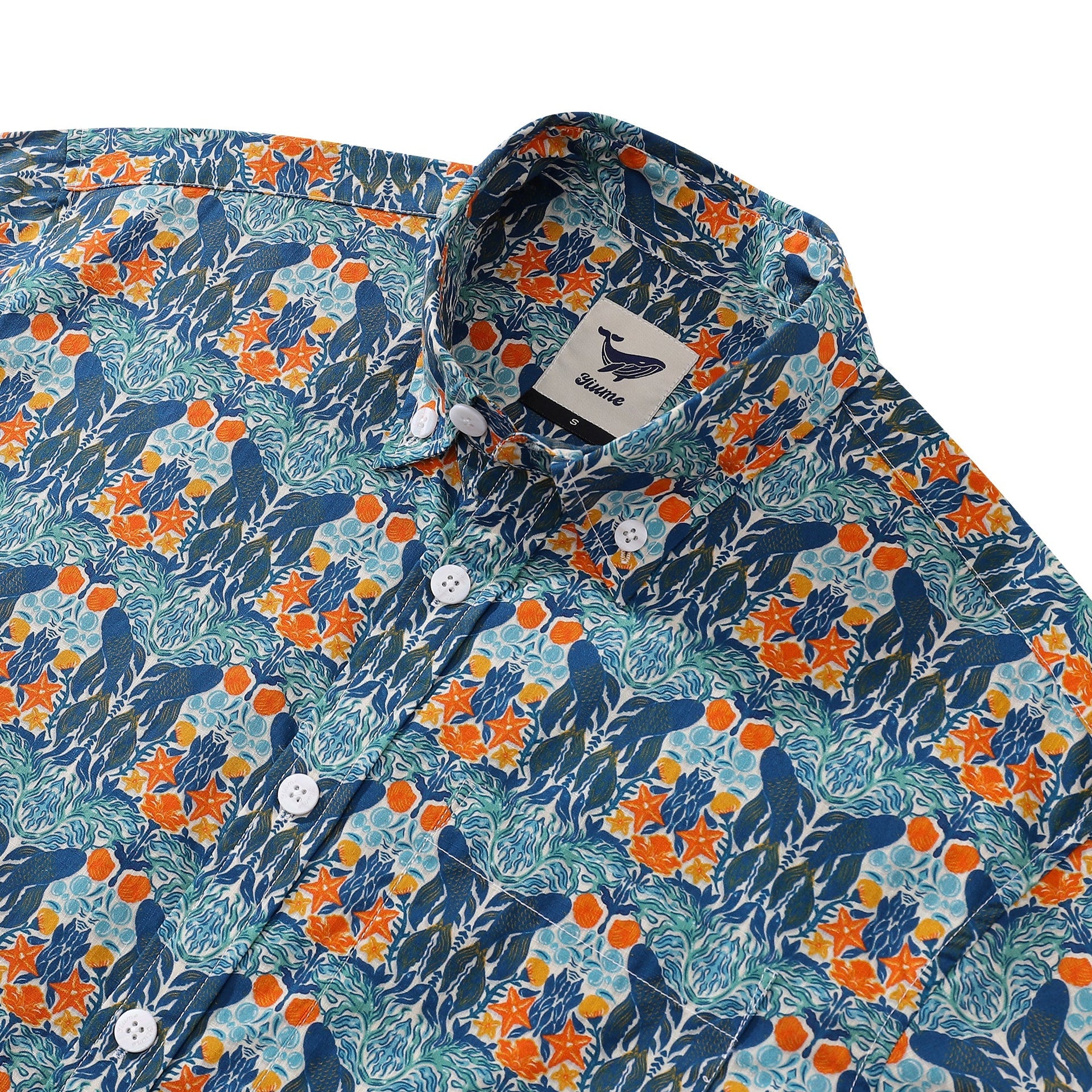Men's Underwater Print Cotton Aloha Shirt - Coastal Vacation Wear