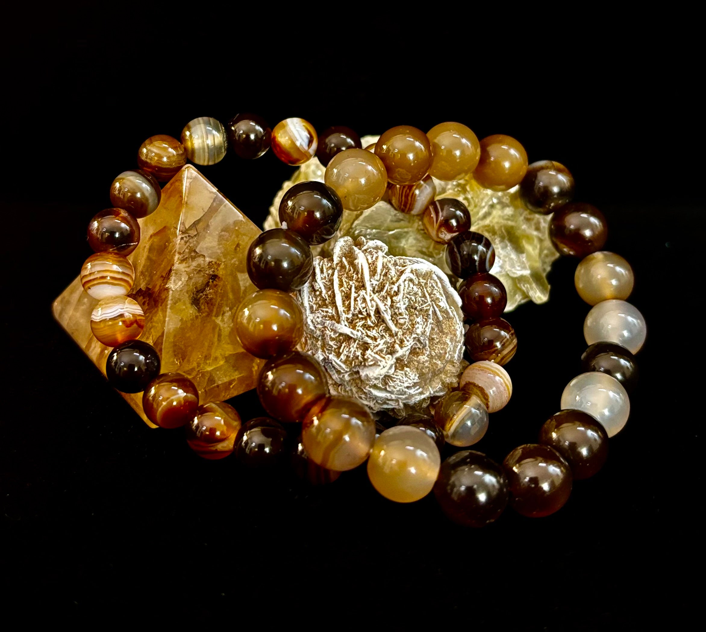 Coffee Striped Agate Energy Bracelet – Reiki Infused | 8mm or 10mm (Medium Wrists)