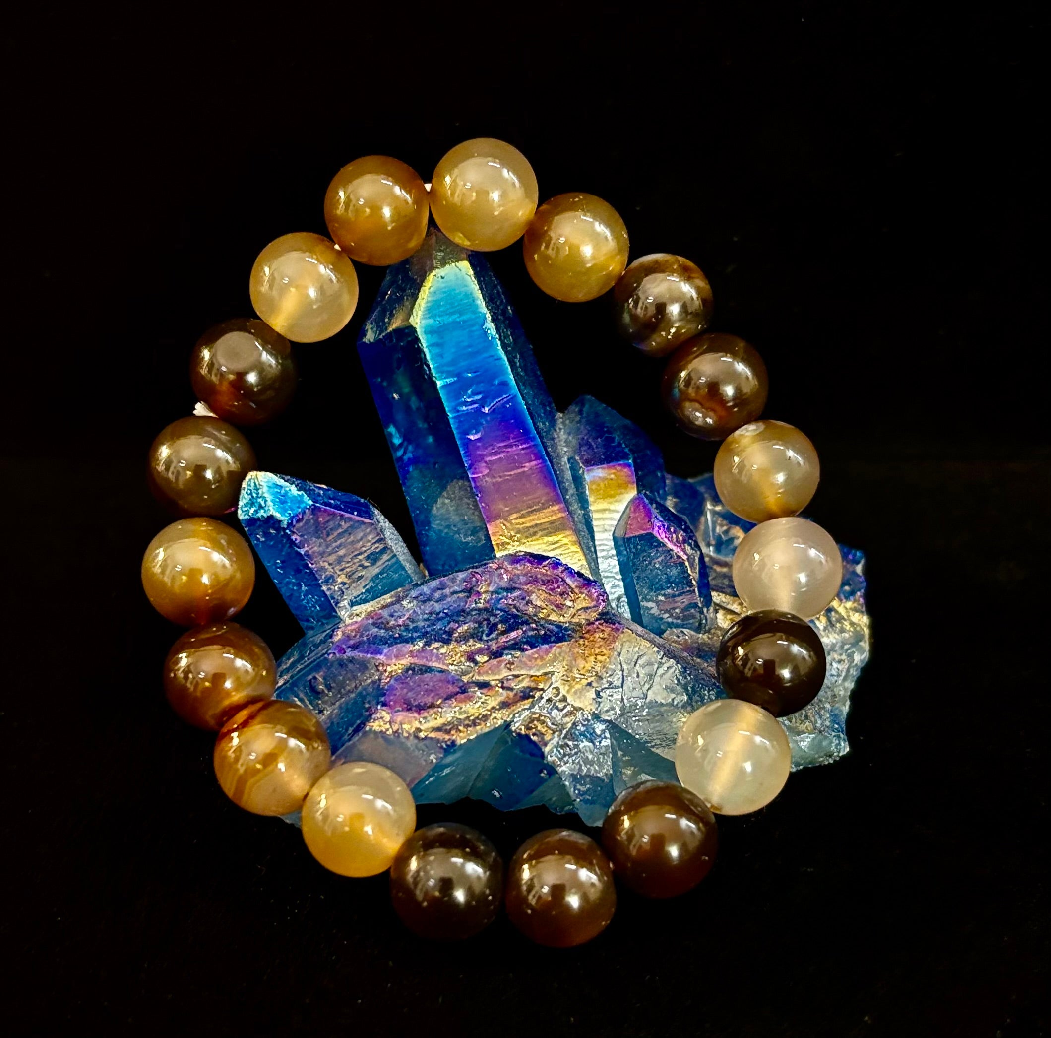 Coffee Striped Agate Energy Bracelet – Reiki Infused | 8mm or 10mm (Medium Wrists)