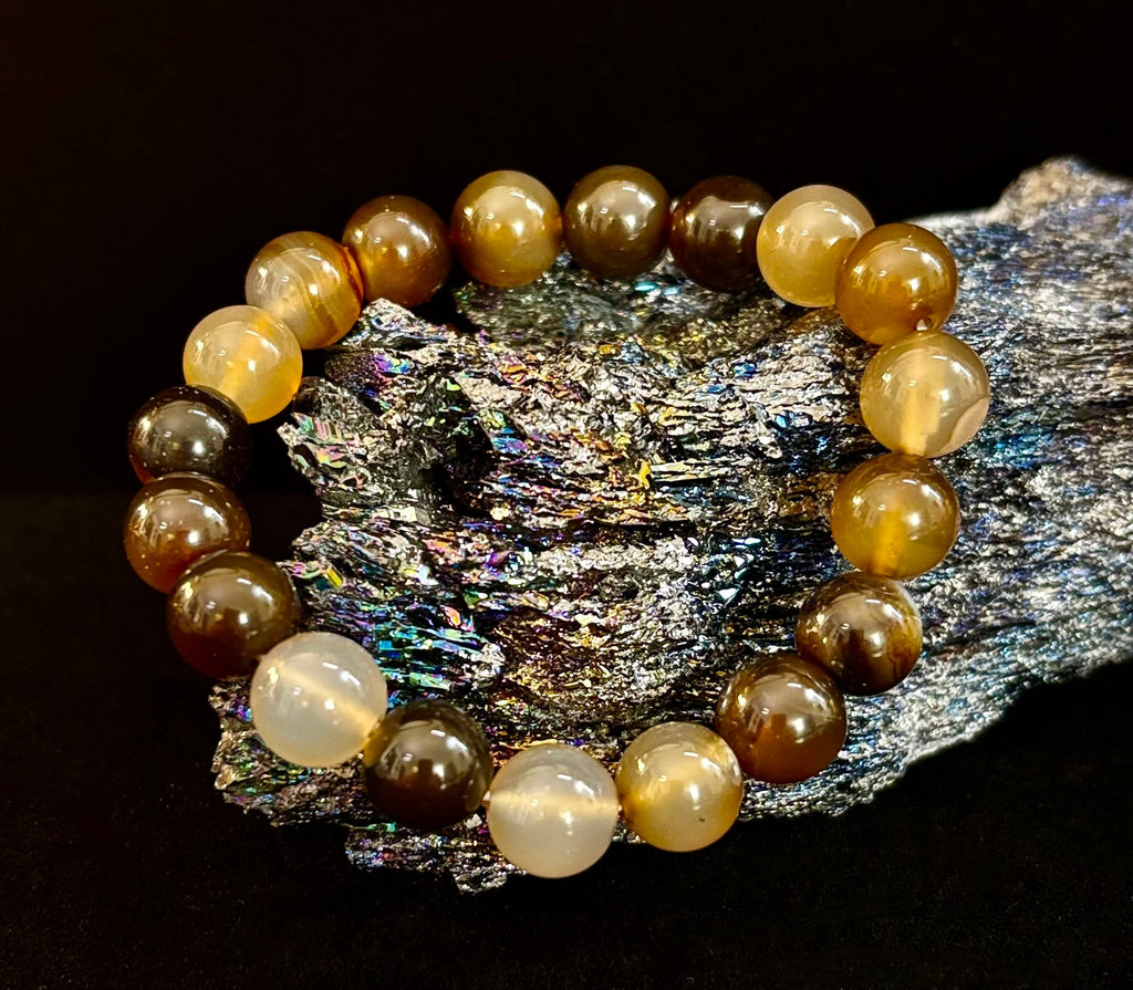Coffee Striped Agate Energy Bracelet – Reiki Infused | 8mm or 10mm (Medium Wrists)