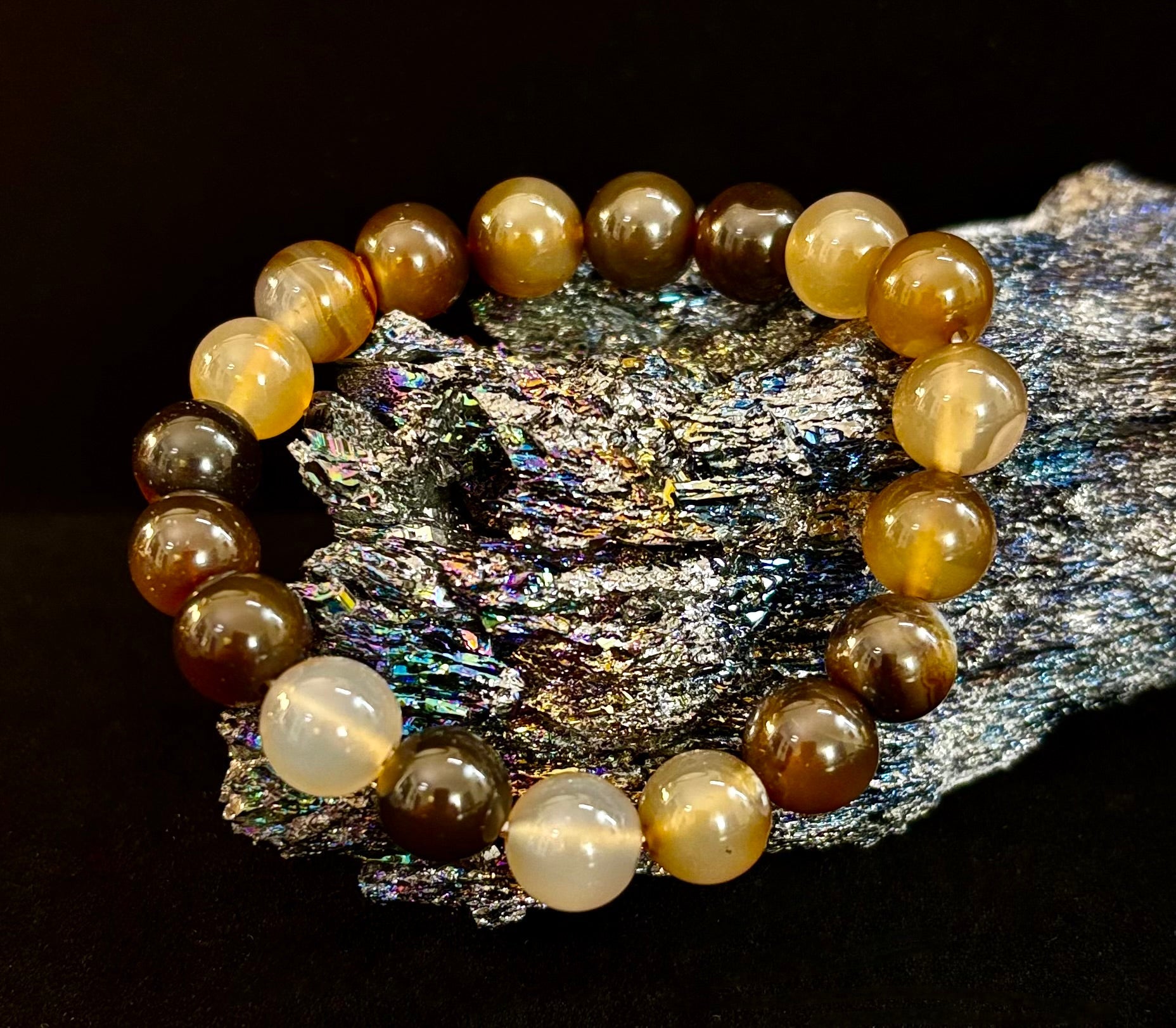Coffee Striped Agate Energy Bracelet – Reiki Infused | 8mm or 10mm (Medium Wrists)
