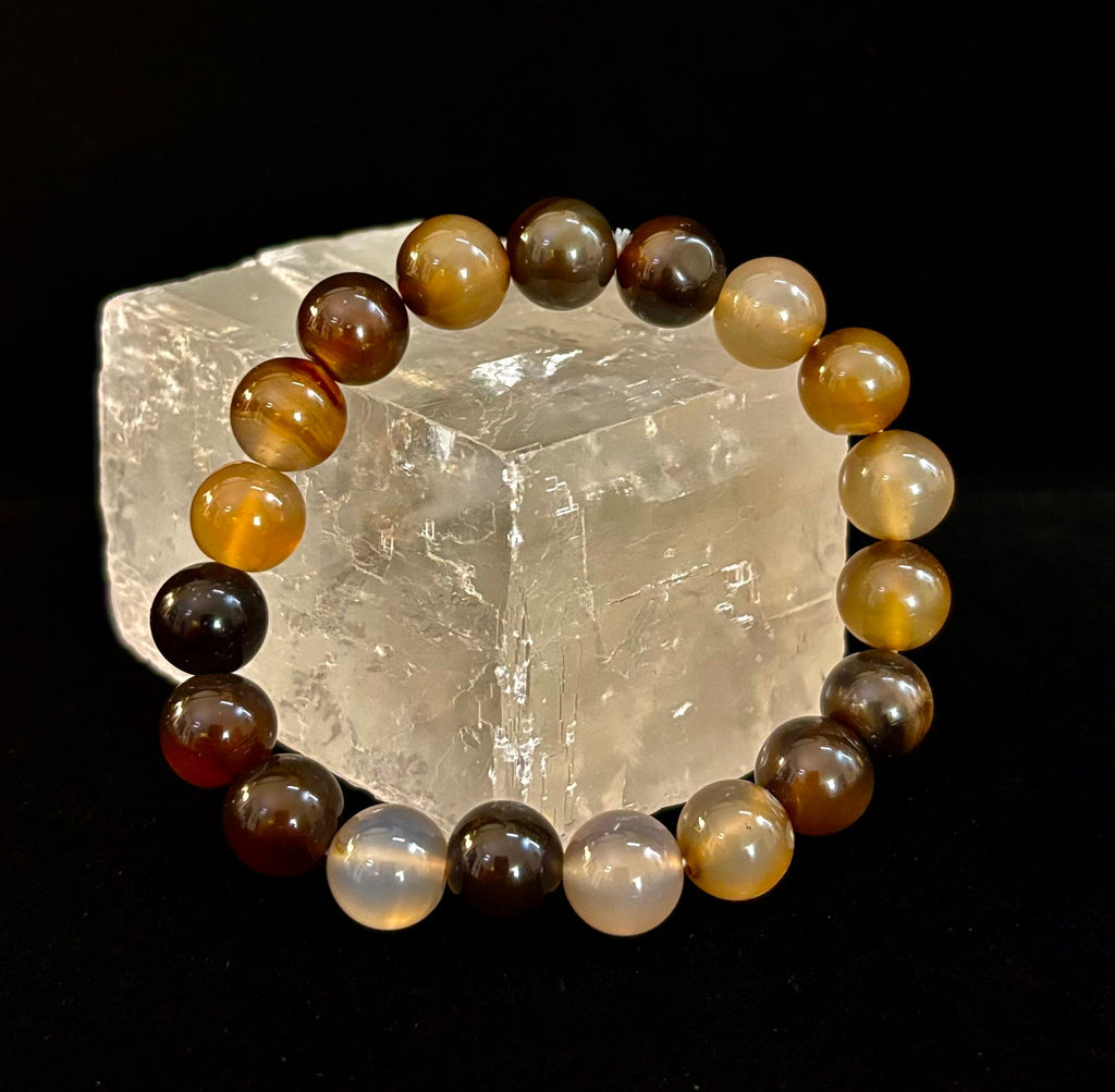 Coffee Striped Agate Energy Bracelet – Reiki Infused | 8mm or 10mm (Medium Wrists)