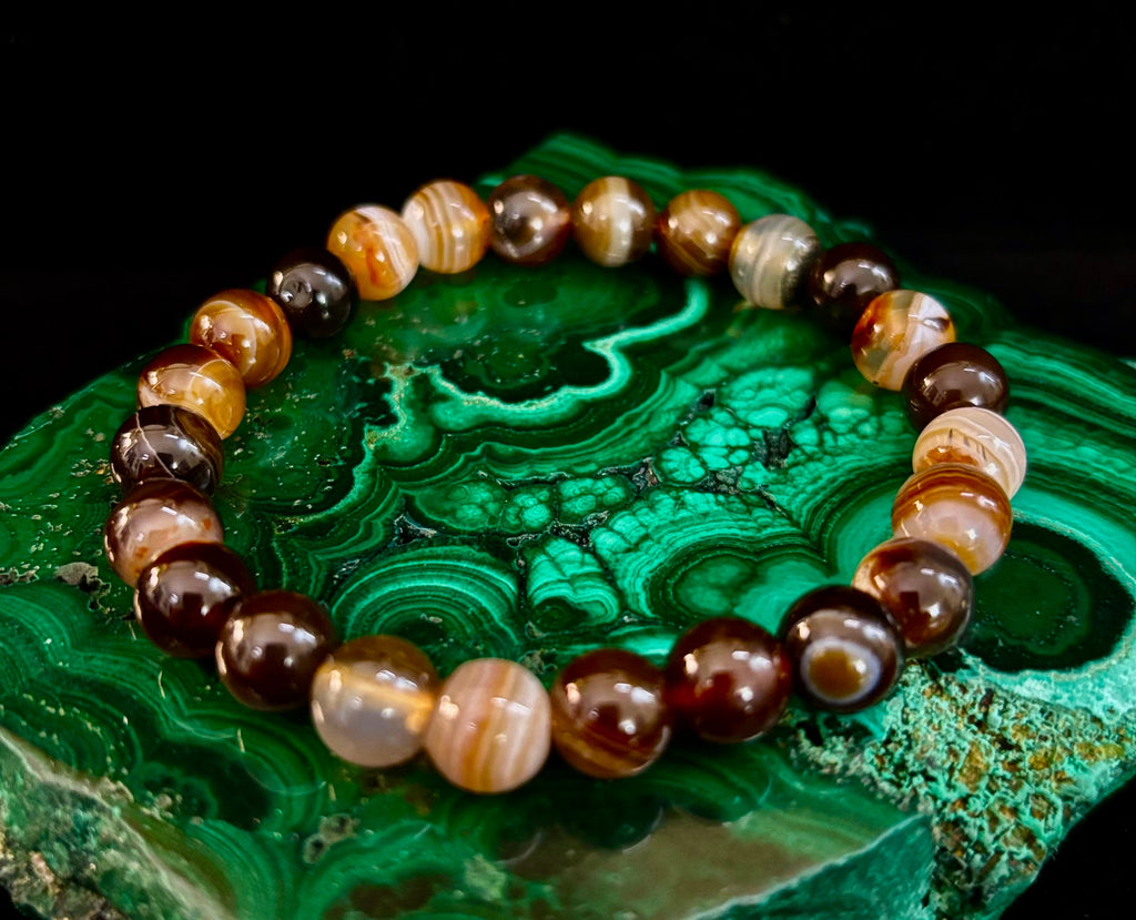 Coffee Striped Agate Energy Bracelet – Reiki Infused | 8mm or 10mm (Medium Wrists)