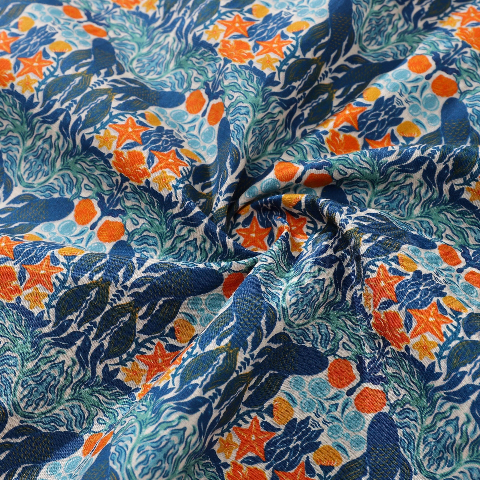 Men's Underwater Print Cotton Aloha Shirt - Coastal Vacation Wear