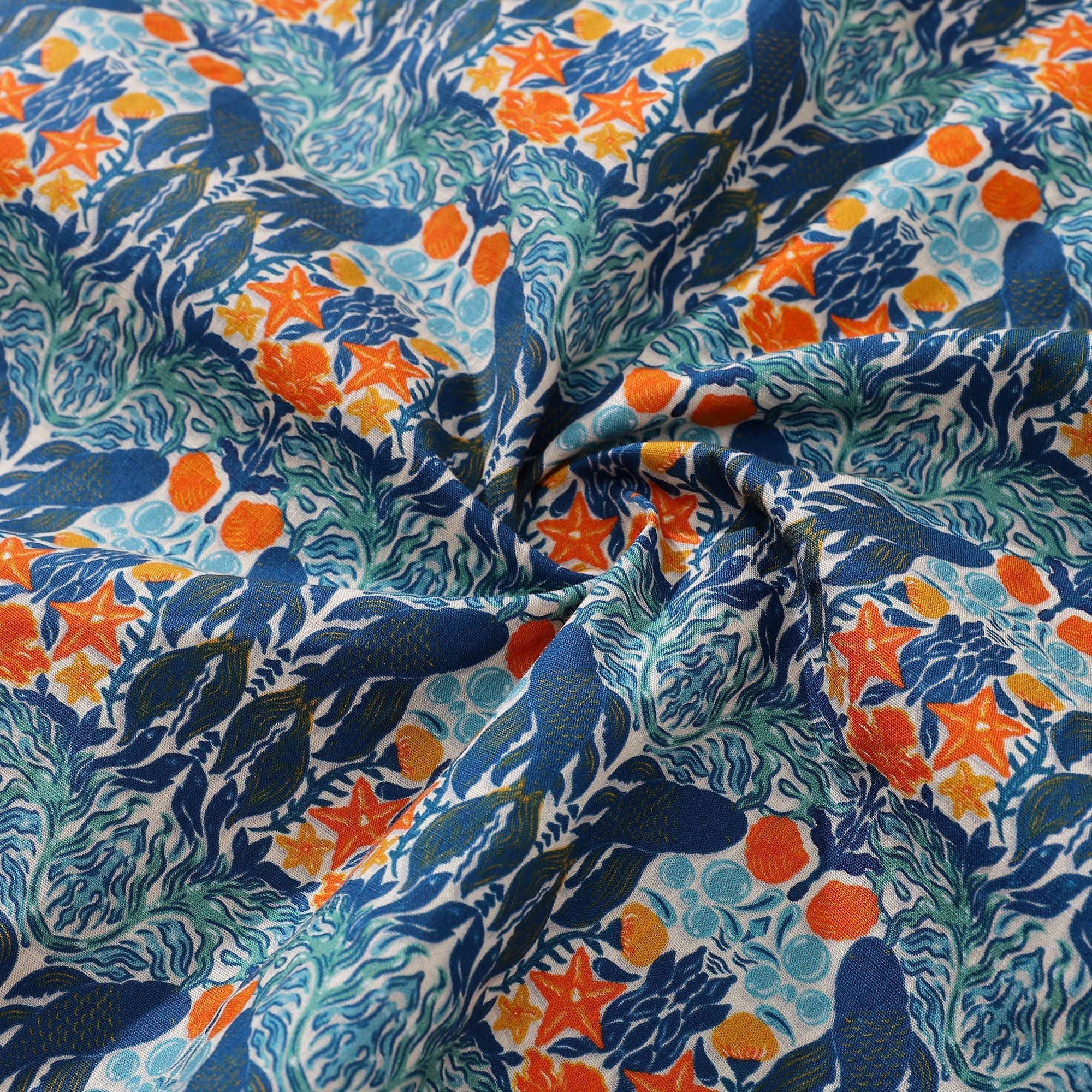 Men's Underwater Print Cotton Aloha Shirt - Coastal Vacation Wear