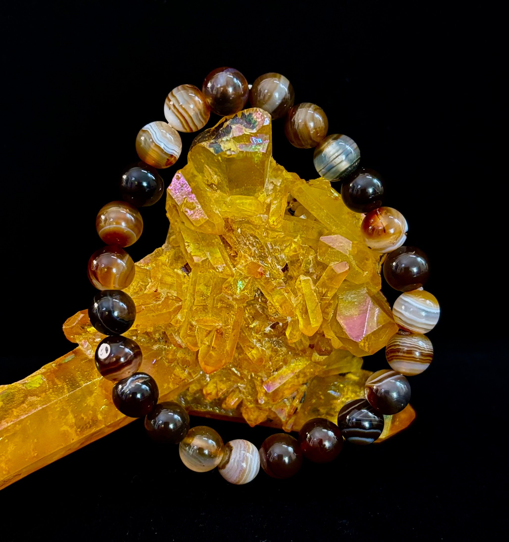 Coffee Striped Agate Energy Bracelet – Reiki Infused | 8mm or 10mm (Medium Wrists)