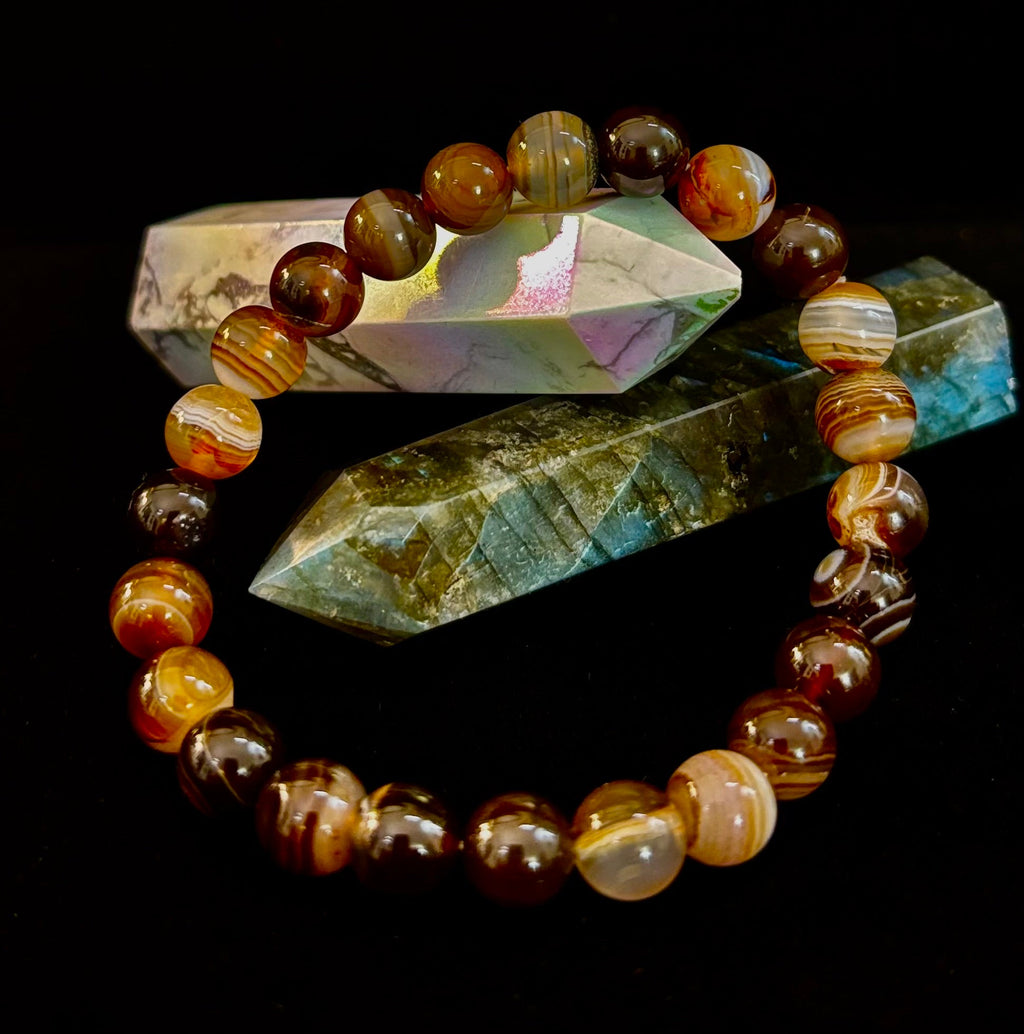 Coffee Striped Agate Energy Bracelet – Reiki Infused | 8mm or 10mm (Medium Wrists)
