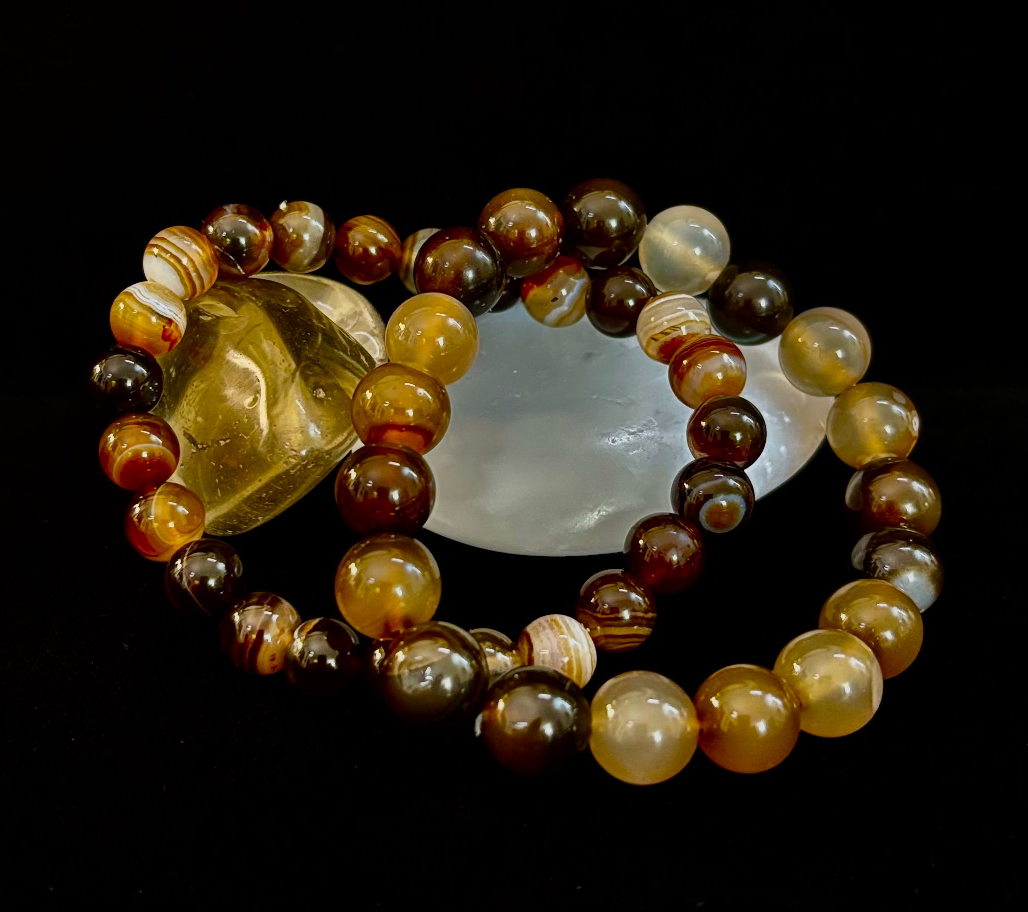 Coffee Striped Agate Energy Bracelet – Reiki Infused | 8mm or 10mm (Medium Wrists)