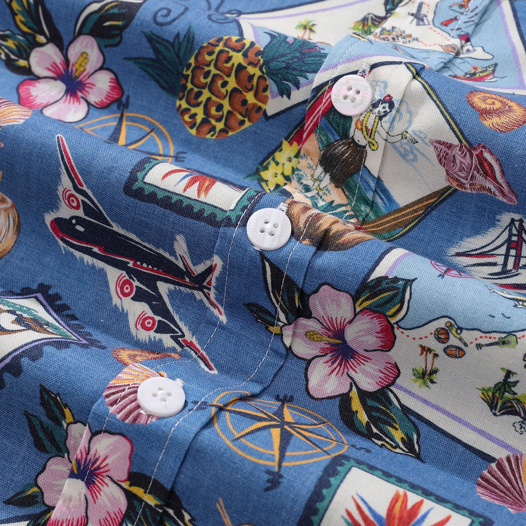 Vintage 1970s Style Hawaiian Aloha Beach Shirt Cotton Button-down