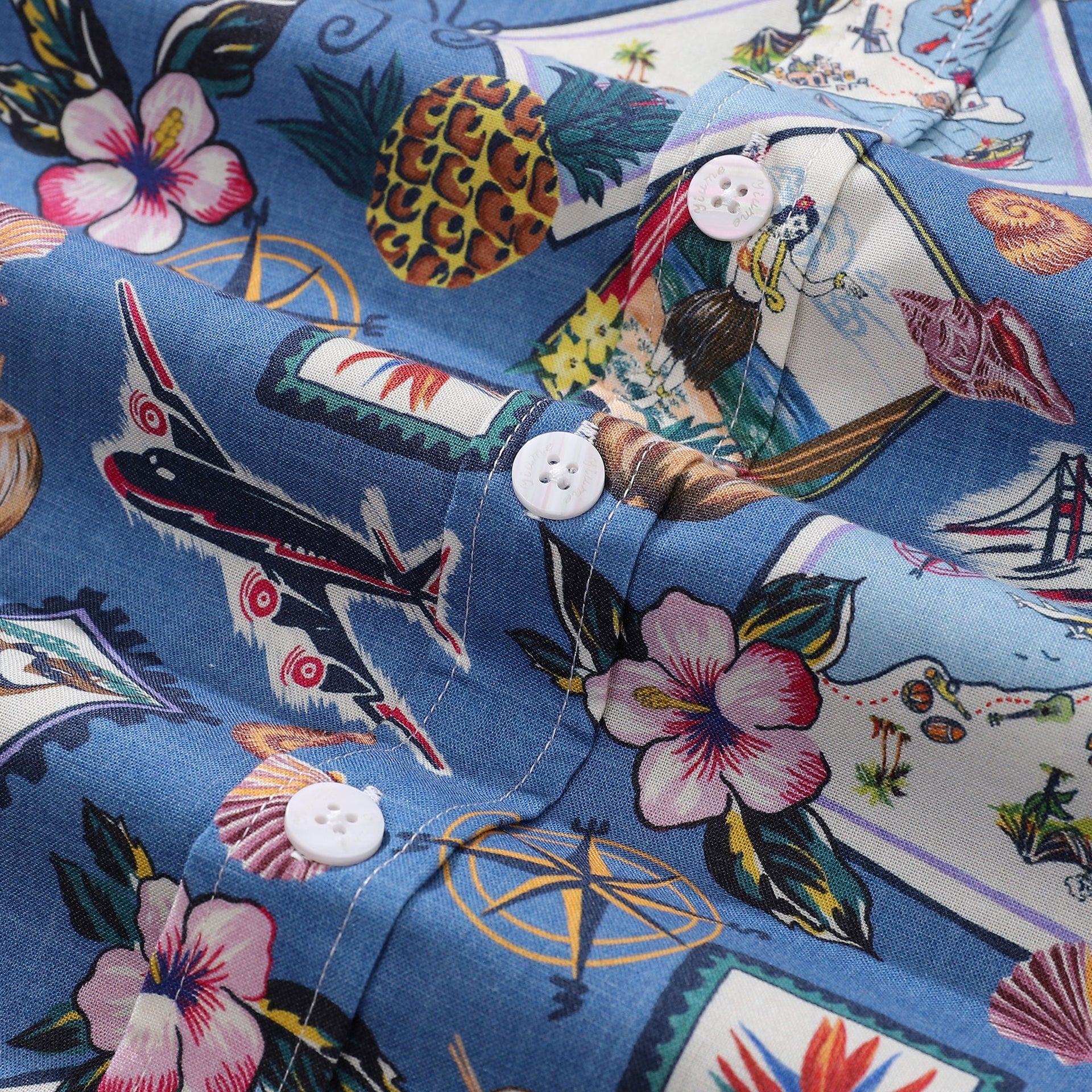 Vintage 1970s Style Hawaiian Aloha Beach Shirt Cotton Button-down
