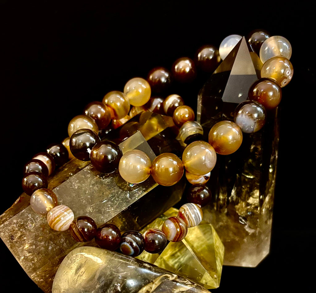 Coffee Striped Agate Energy Bracelet – Reiki Infused | 8mm or 10mm (Medium Wrists)