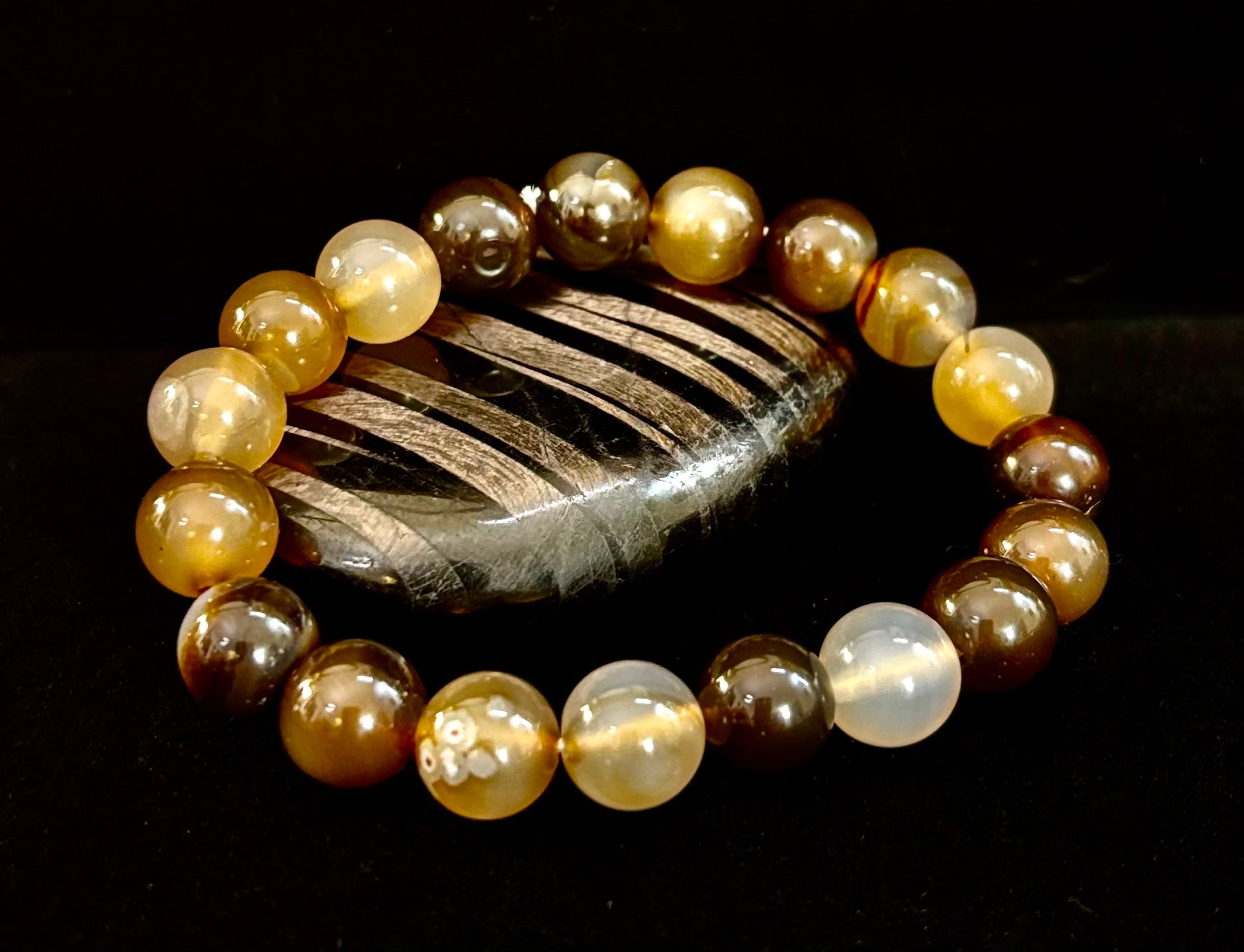 Coffee Striped Agate Energy Bracelet – Reiki Infused | 8mm or 10mm (Medium Wrists)