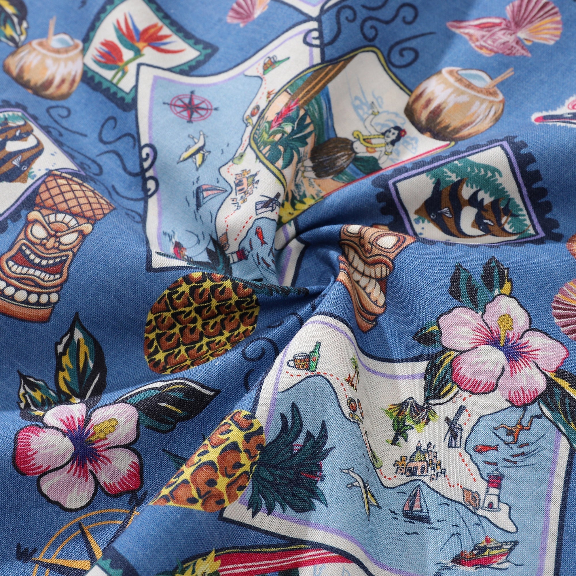 Vintage 1970s Style Hawaiian Aloha Beach Shirt Cotton Button-down