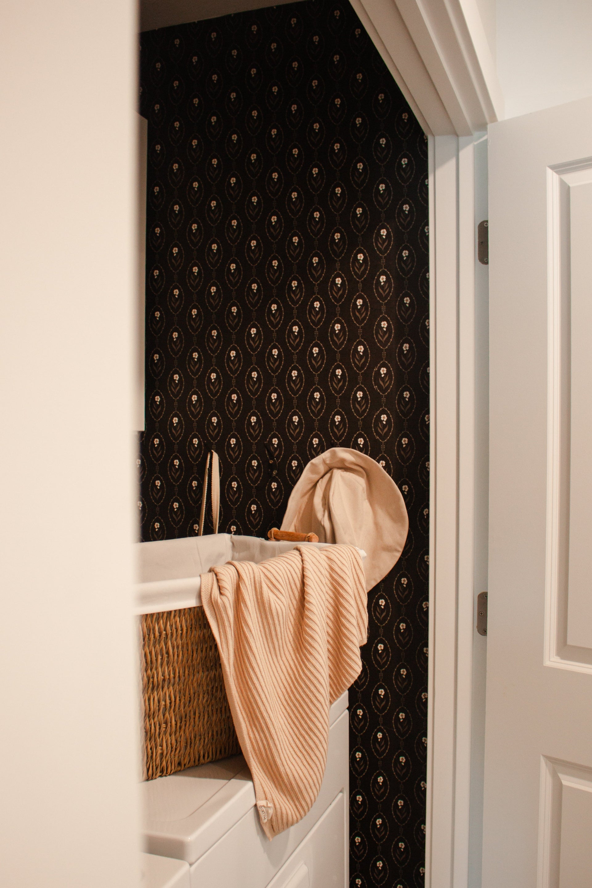 Isabella Floral Wallpaper - White, Brown & Taupe Vintage Style