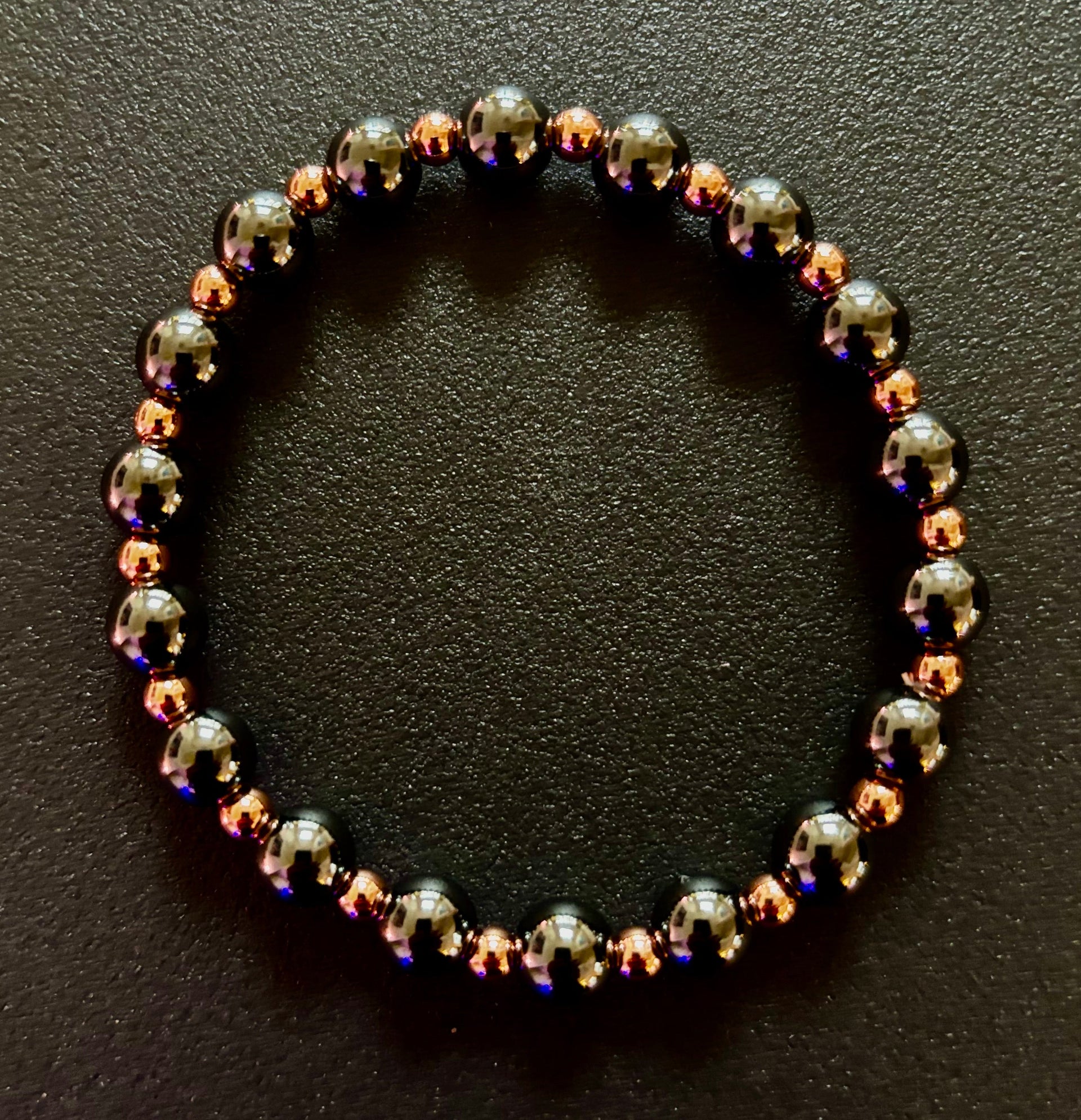 Copper & Hematite Bracelet – Grounding, Strength & Energy Balance (Large Wrists)