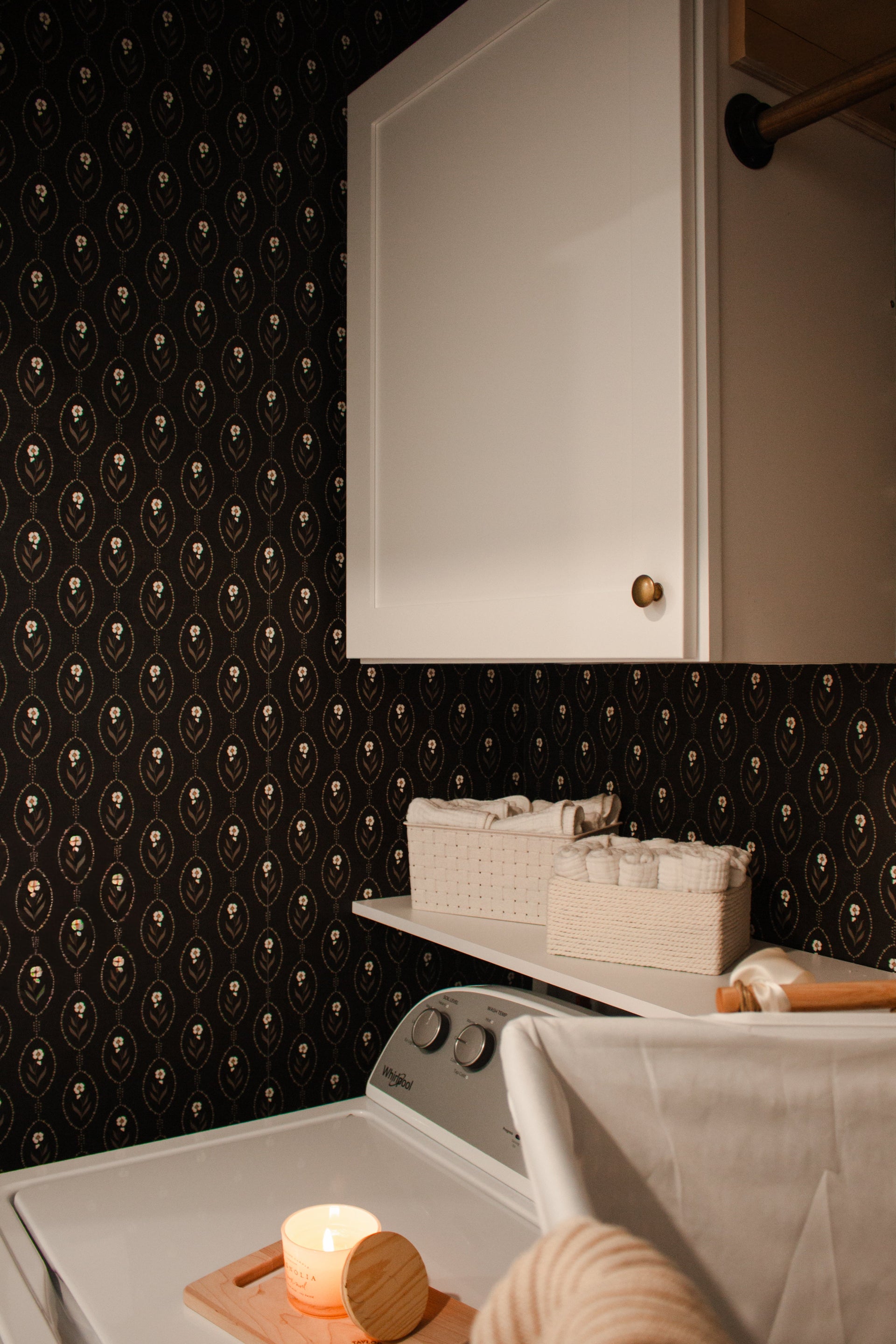 Isabella Floral Wallpaper - White, Brown & Taupe Vintage Style