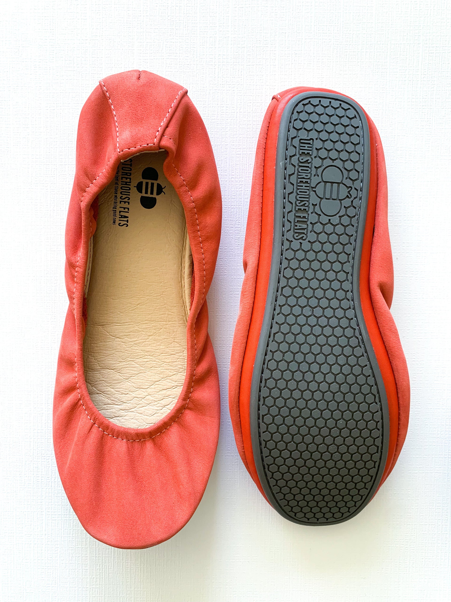 Women's Coral Nubuck Suede Ballet Flats Comfortable Slip-On Shoes - Image 2