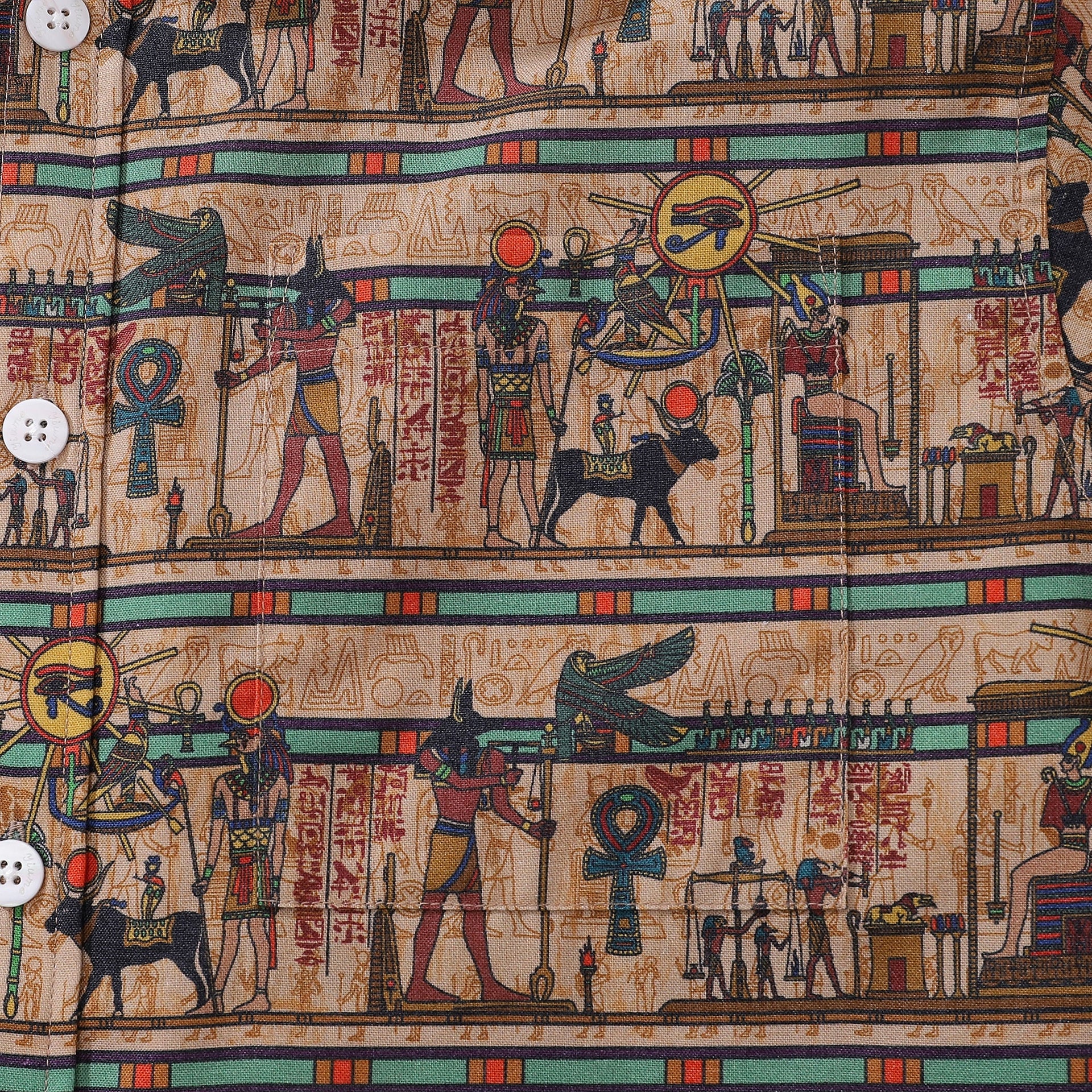 Wrinkle-Free Men's Egyptian Mural Hawaiian Shirt Short Sleeve