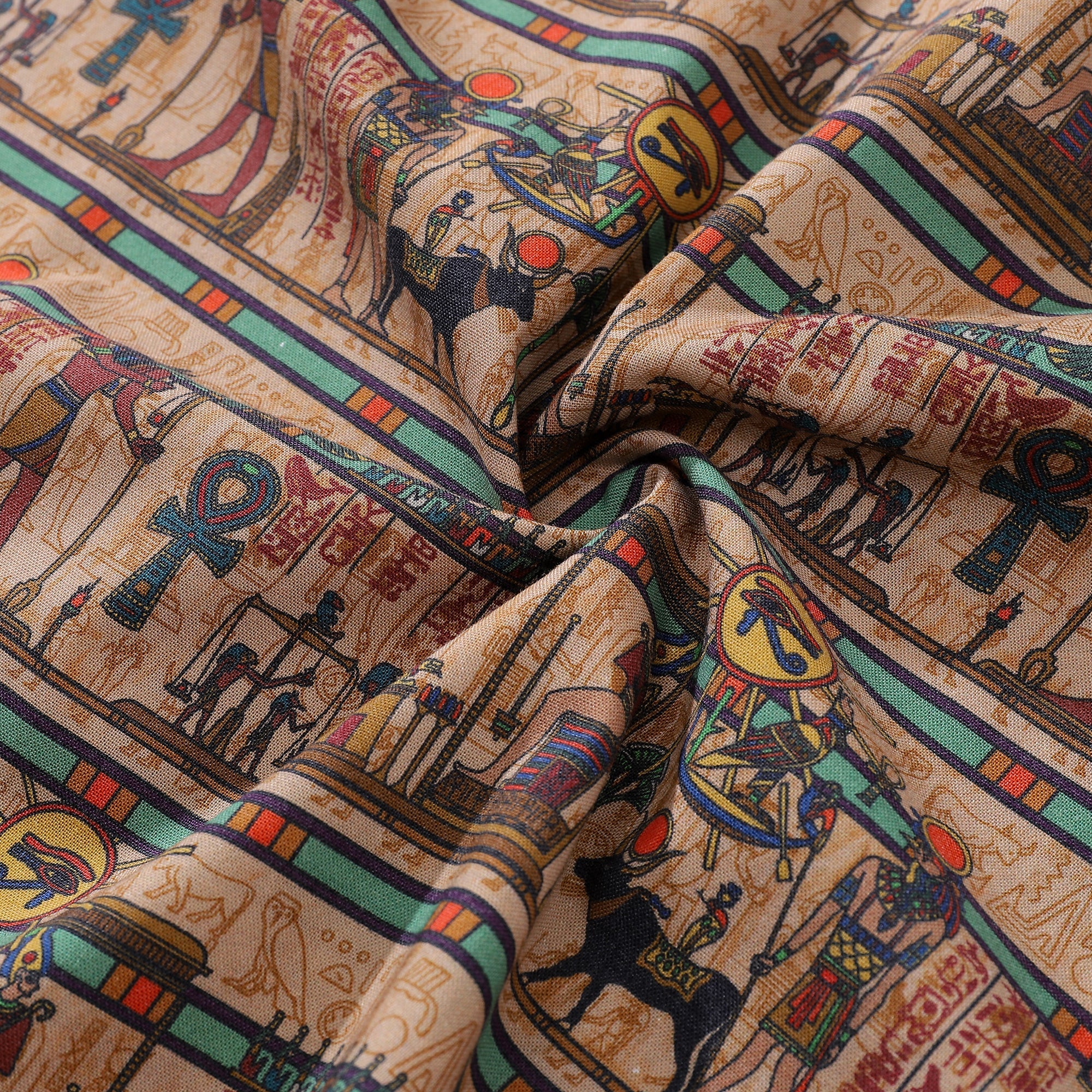 Wrinkle-Free Men's Egyptian Mural Hawaiian Shirt Short Sleeve