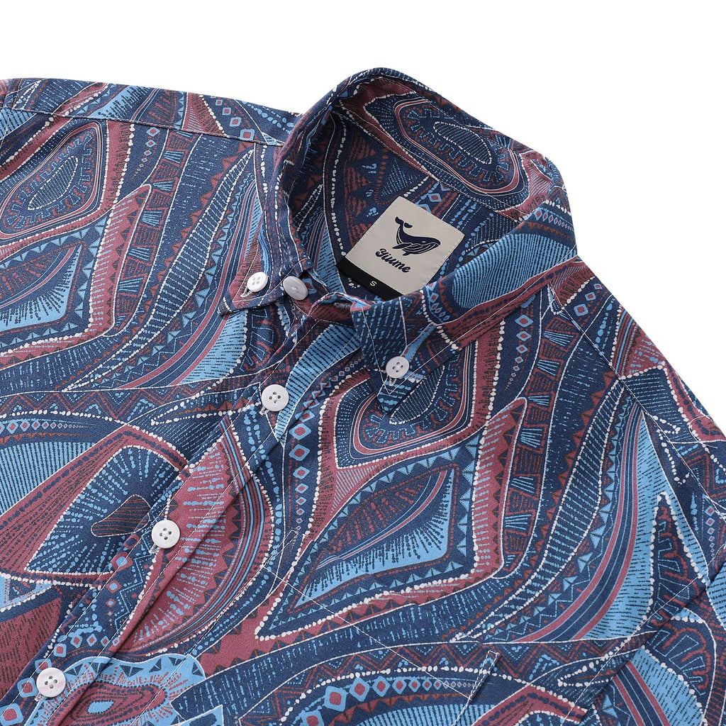 Vintage 1970s Abstract City Print Short Sleeve Hawaiian Shirt