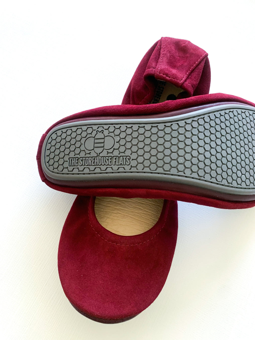 Women's Wine Suede Ballet Flats Comfortable Slip-On Shoes - Image 2