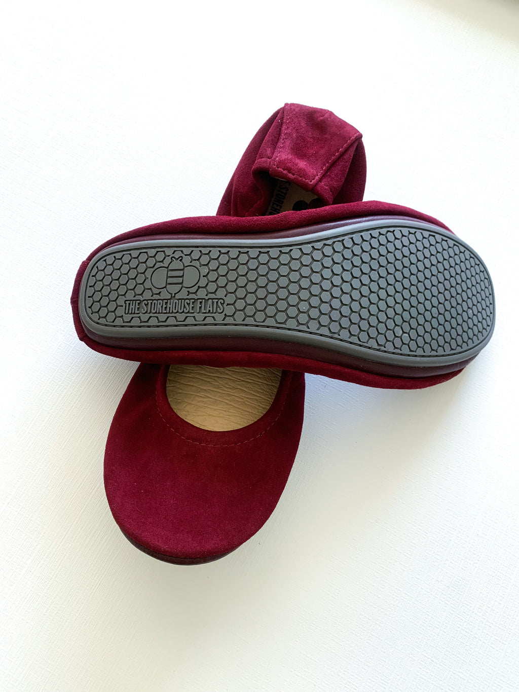 Women's Wine Suede Ballet Flats Comfortable Slip-On Shoes - Image 3