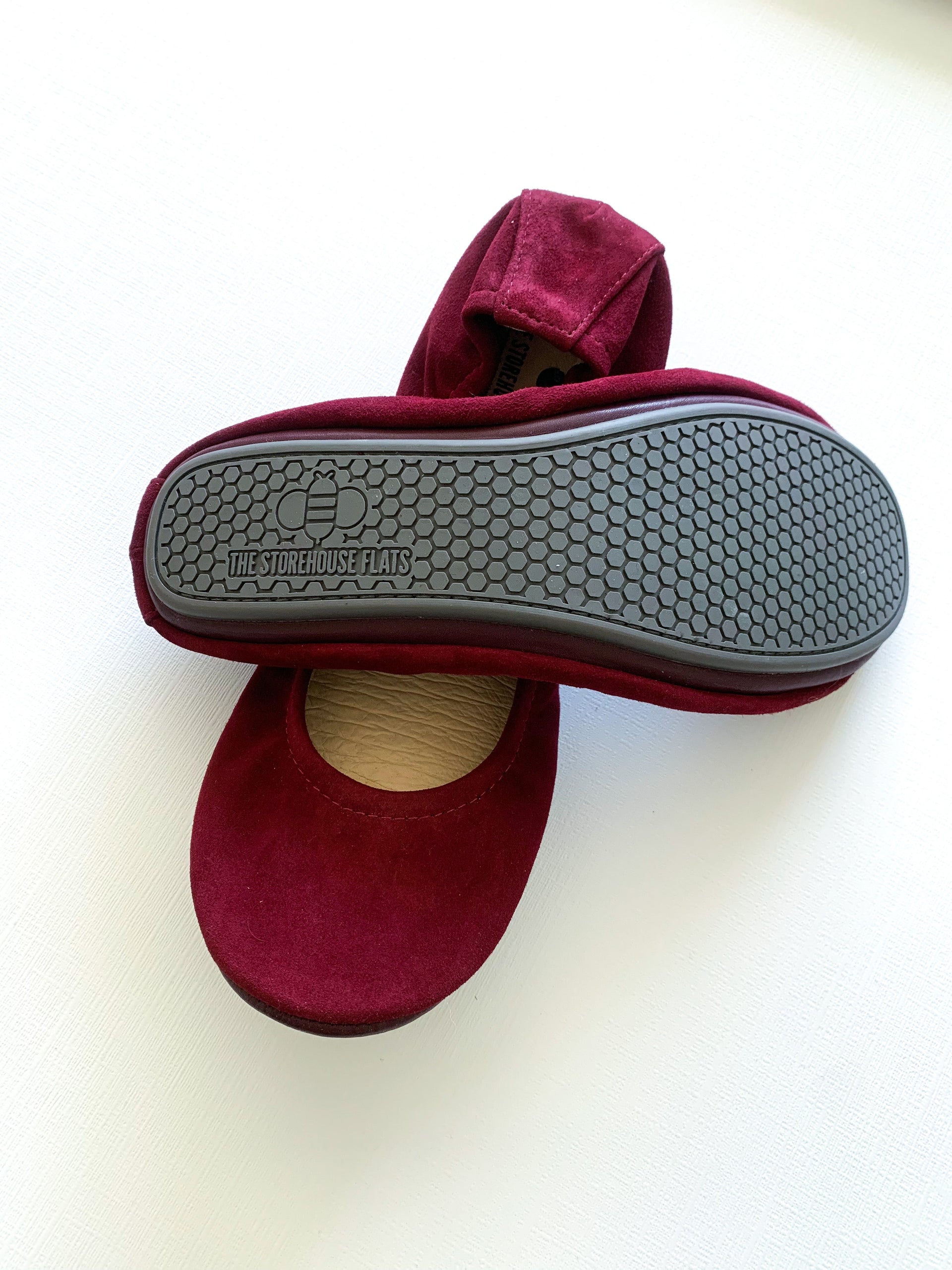 Women's Wine Suede Ballet Flats Comfortable Slip-On Shoes - Image 3